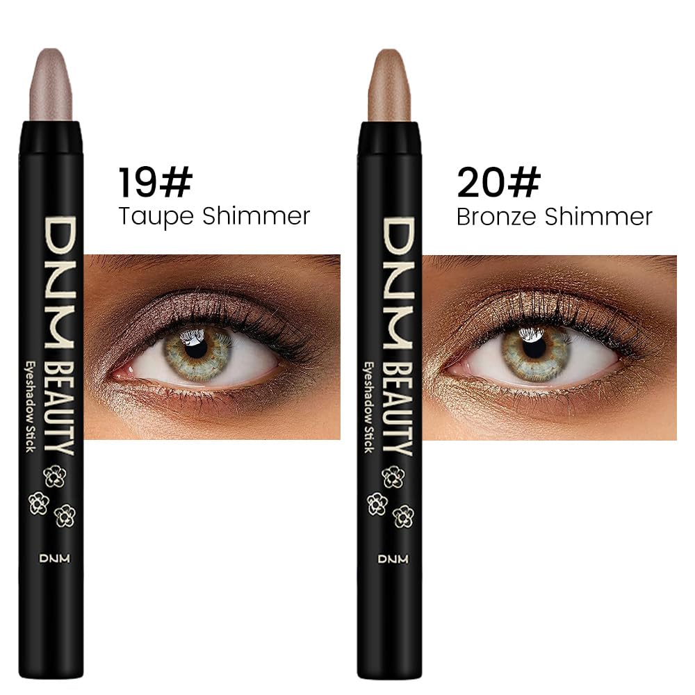 Kaely 2Pcs Cream Eyeshadow Sticks Set For Eyes Waterproof,Taupe Shimmer & Bronze Shimmer Matte Eye Shadow Stick Pencil Pen Bulk