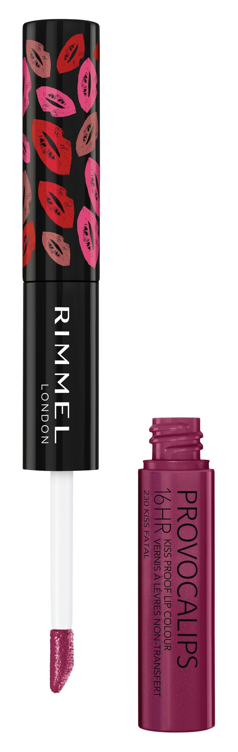 Rimmel London Provocalips 16Hr Kiss-Proof Lip Color - Two-Step Liquid Lipstick To Lock In Color And Shine - 230 Kiss Fatal, .14