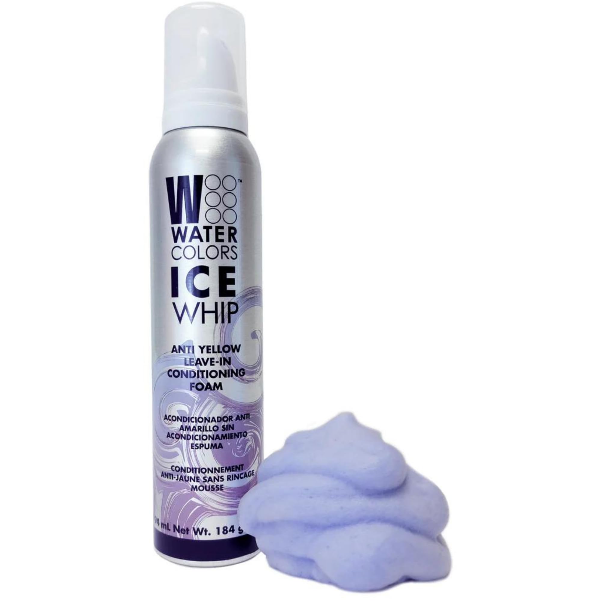 Watercolors Ice Whip Anti-Yellow Leave-In Conditioning Foam Mousse For Blonde, Platinum, Bleached, Silver, Gray, Ash & Brassy Ha