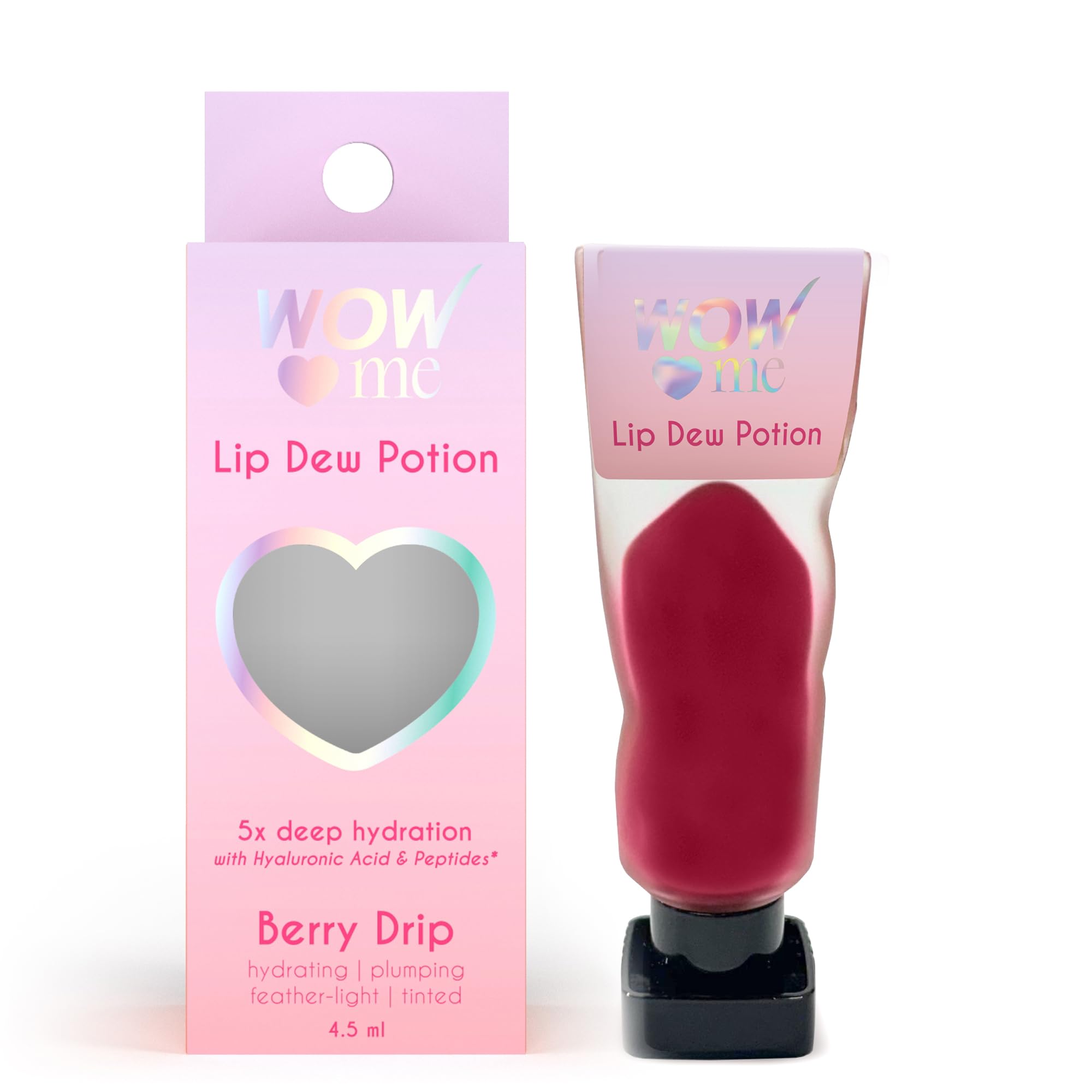 Wow Skin Science Lip Dew Potion Berry Drip Hydration And Plumping Lip Gloss | Feather Light, Tinted, 5X Hydration With Hyaluroni