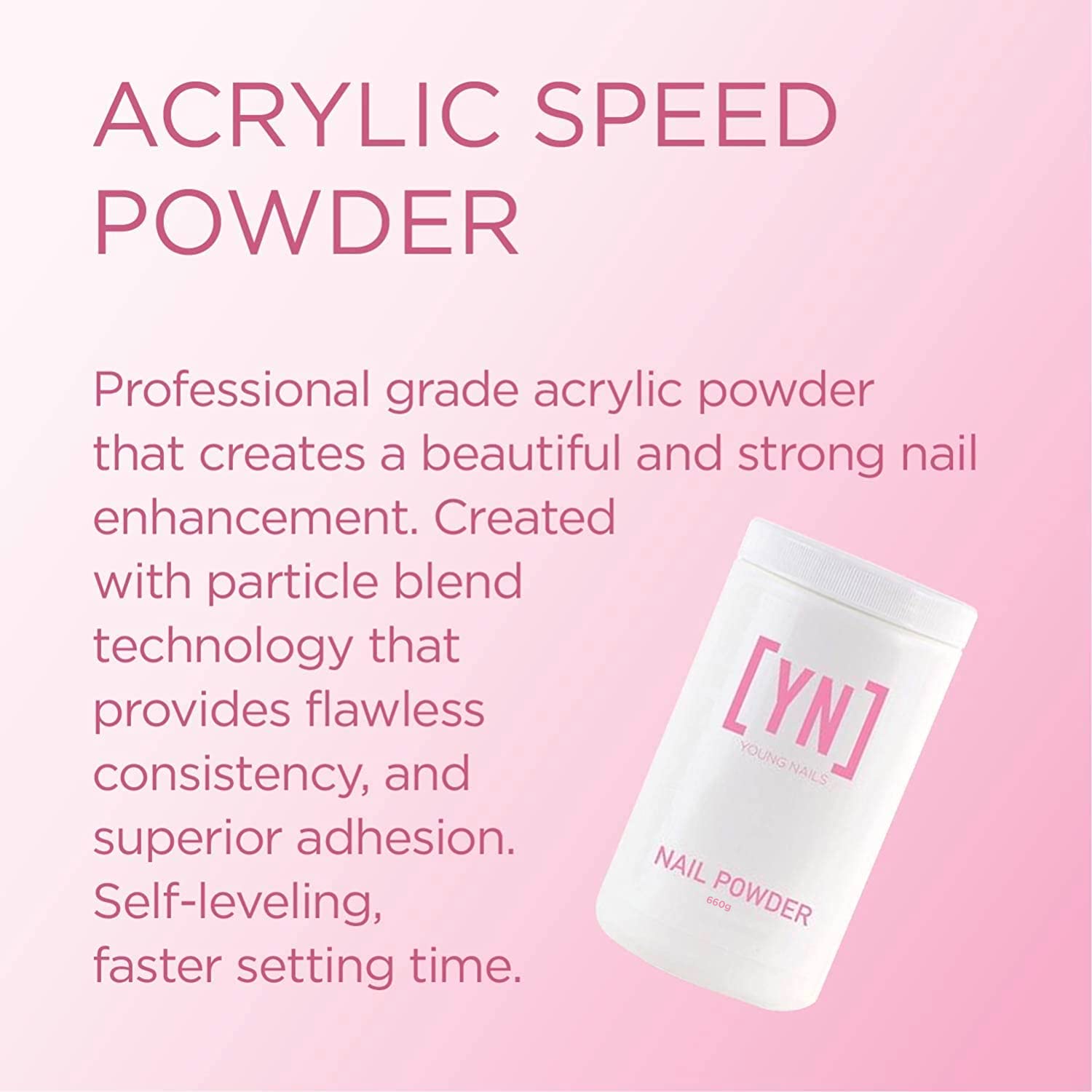 Young Nails Acrylic Speed Powder, Frost Pink, 660 Gram