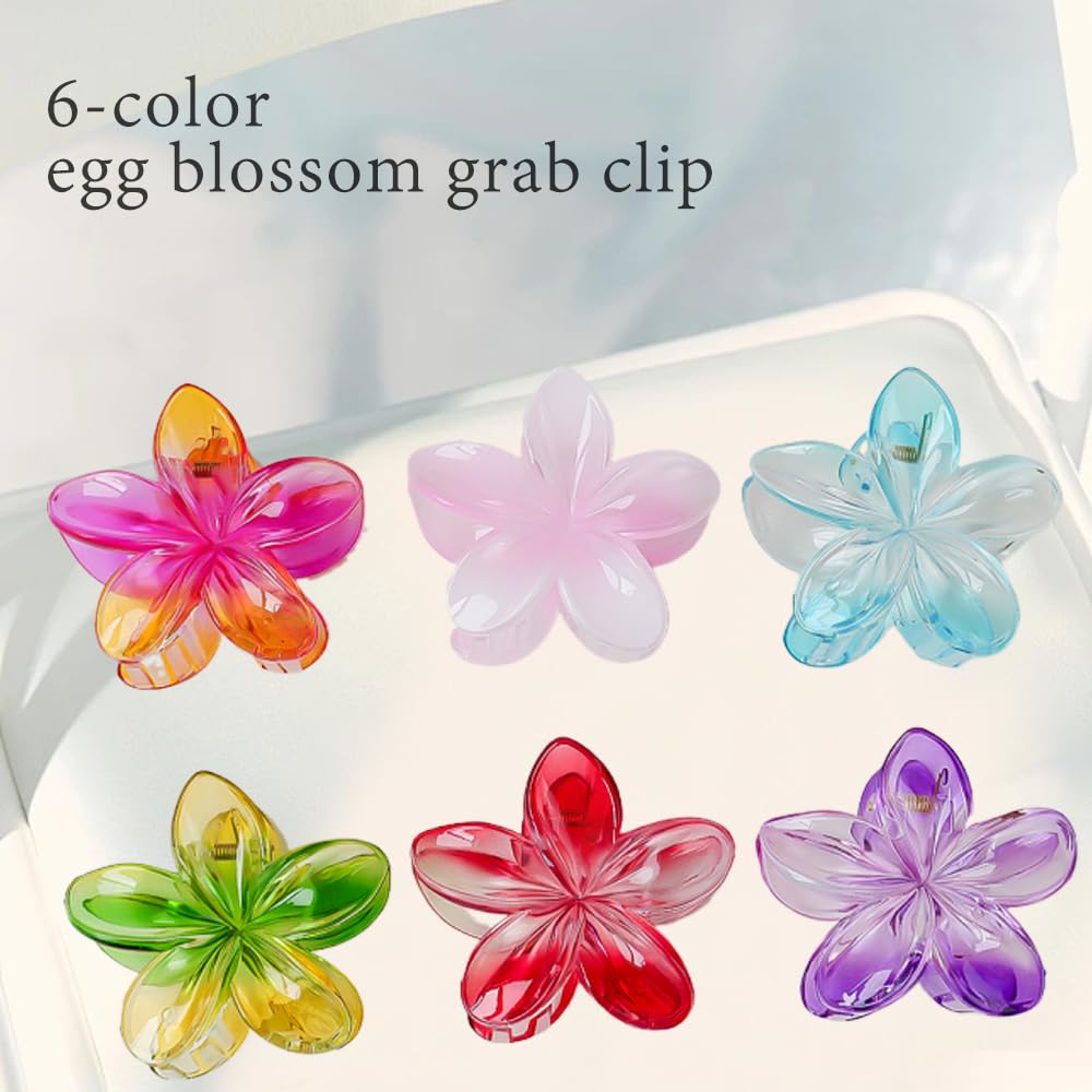 Wachll Flower Hair Claw Clips-6Pcs For Thick Hair,Strong Hold Nonslip,Hawaiian,Cute Large Gradient Hair Clips,Banana Clip For Th