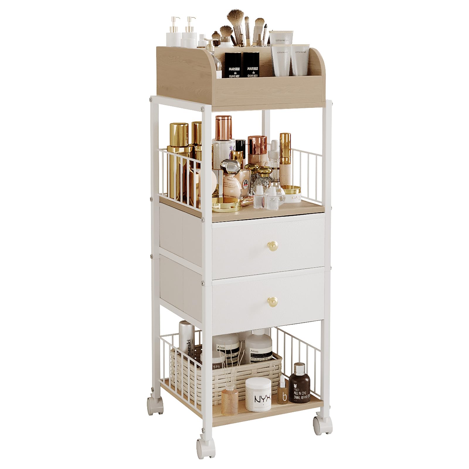 Floor Makeup Organizer Storage - Skincare Make Up Organizers and Storage with Drawers, Vanity Organizer Cosmetics Display Cases 