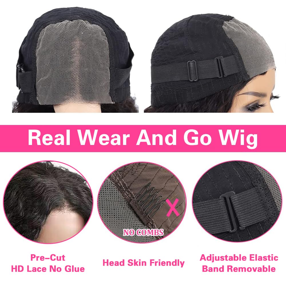 Jenniferita Wear And Go Glueless Wig 24 Inch Deep Wave Human Hair Wigs 200% Density Hd Lace Front Wigs Human Hair Seconds Wear C
