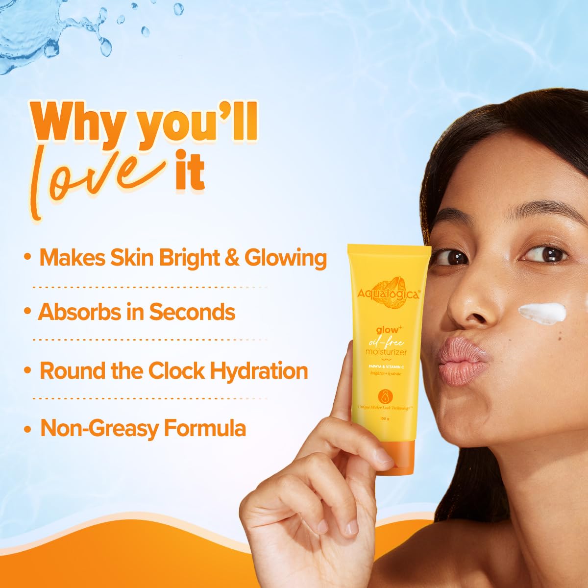 Aqualogica Glow+ Oil Free Face Moisturizer | with Papaya & Vitamin C | Controls Excess Oil & Helps Enhance Glow | Lightweight Hy