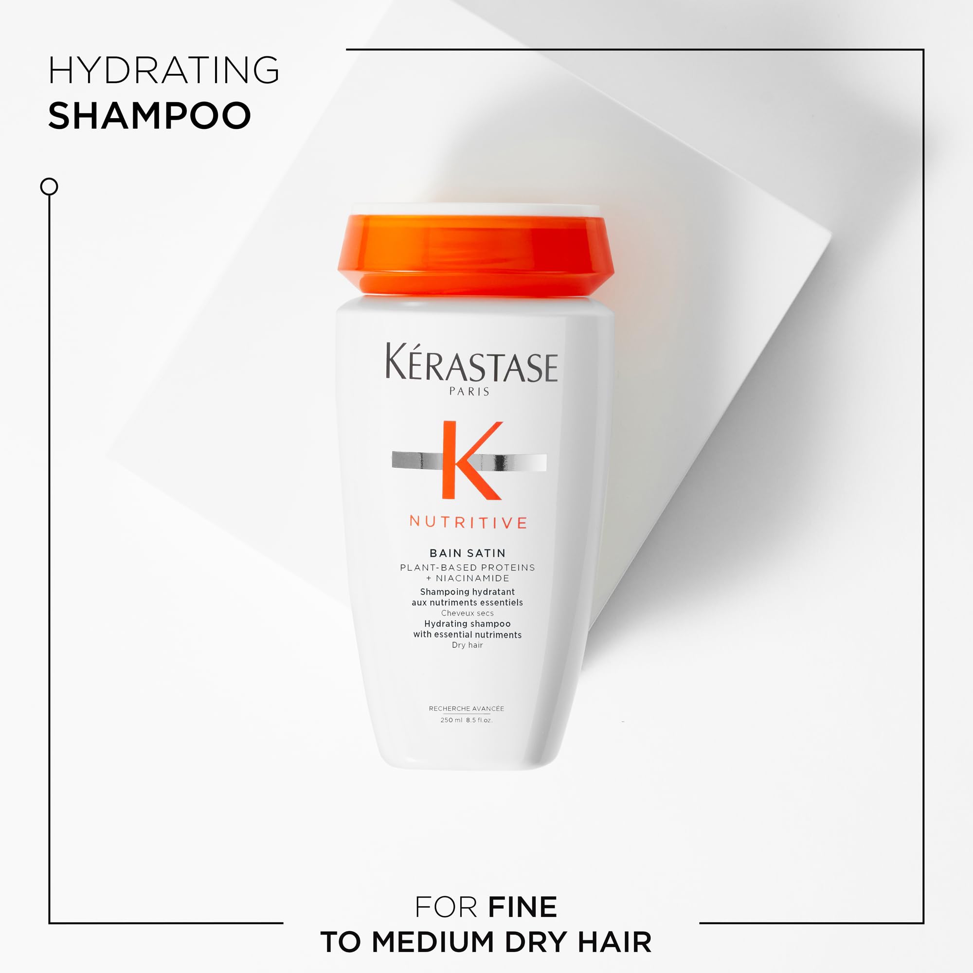 Kerastase Nutritive Bain Satin Shampoo  Gently Cleanses & Replenishes Moisture  With Plant-Based Proteins & Niacinamide  For Fin