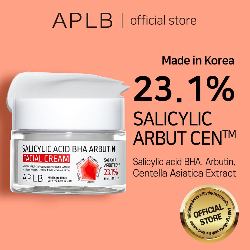 APLB Salicylic Acid BHA Arbutin Facial Cream | SALICYLIC ARBUT CEN 23.1% 1.86 FL.OZ/Korean Skincare, Deep hydration, Acne & Pore