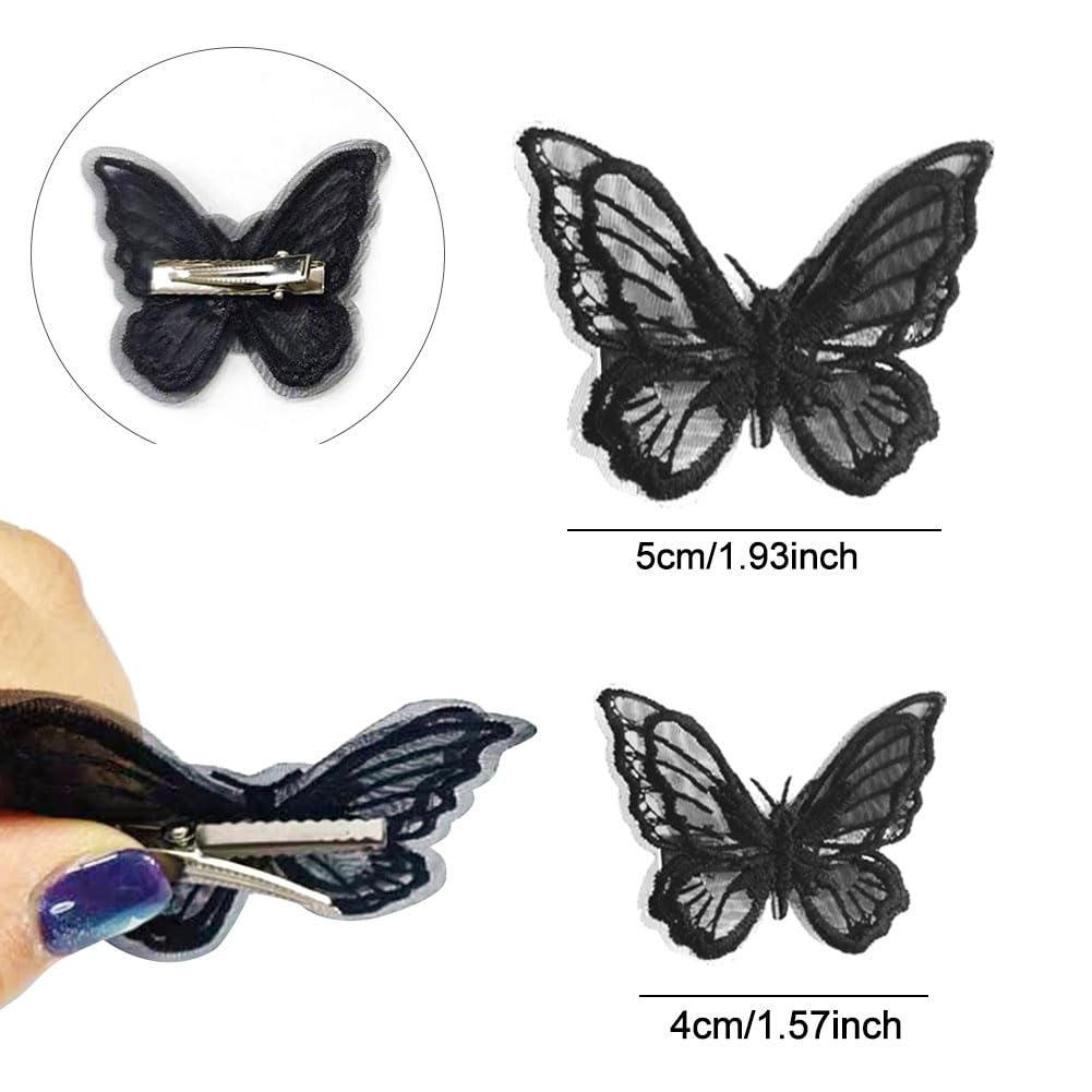 Paderison 20Pcs Butterfly Hair Clips Black Moving Butterfly Clips Fairy Accessories For Women Butterfly Hair Accessories For Tee