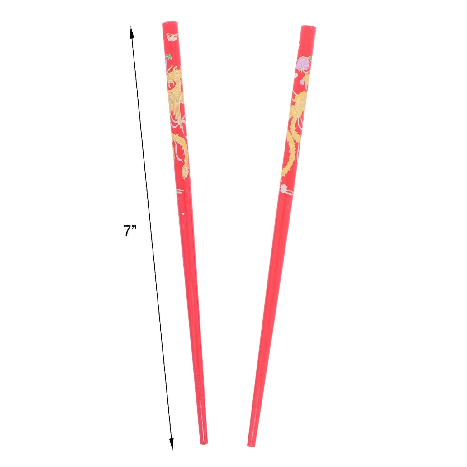 Set Of Wooden Hair Sticks With Chinese Dragon Chopsticks - Red Medium