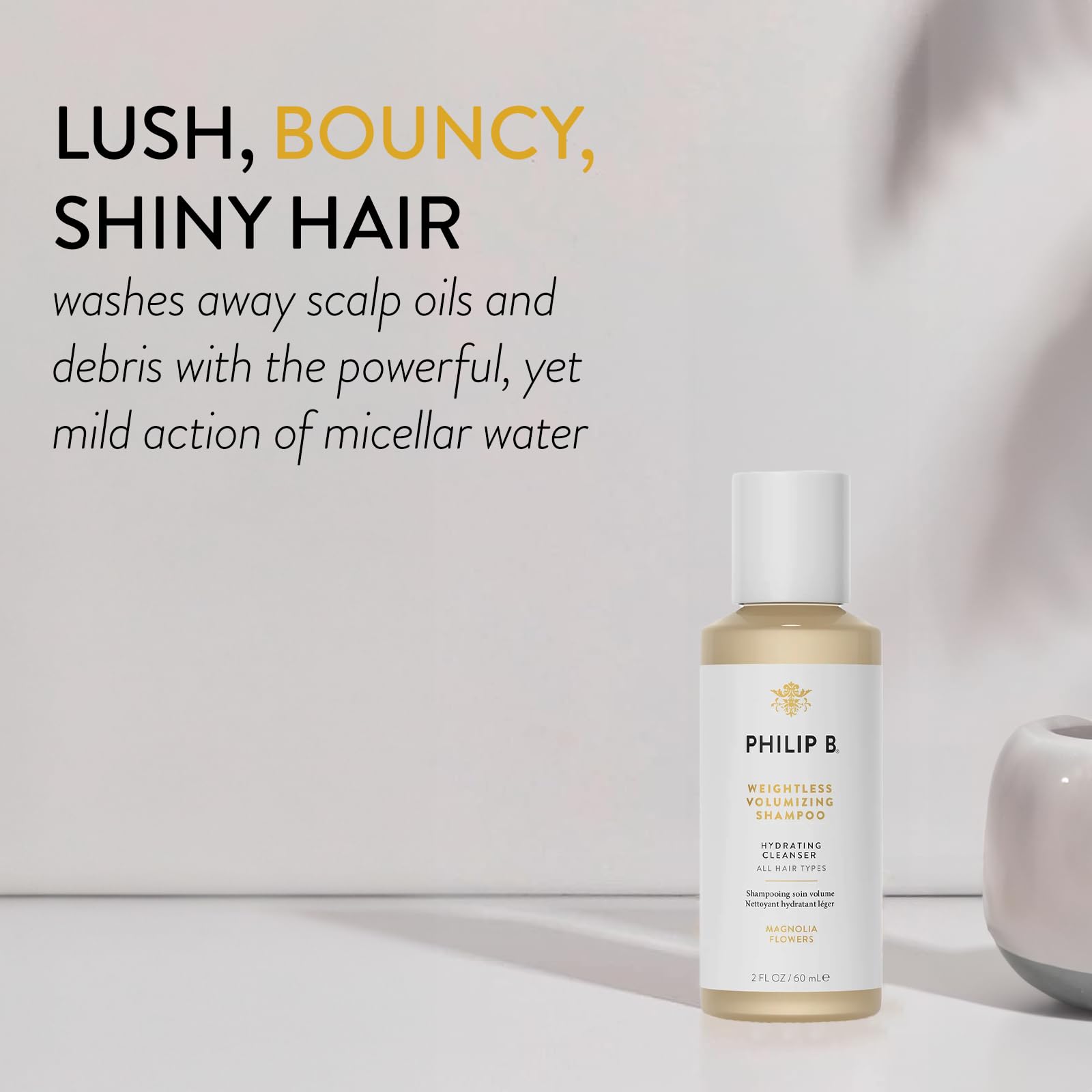 PHILIP B Weightless Volumizing Shampoo, 2 fl. oz. (60 ml) - Removes Oil and Product Build-Up, Adds Extra Body, Bounce and Shine