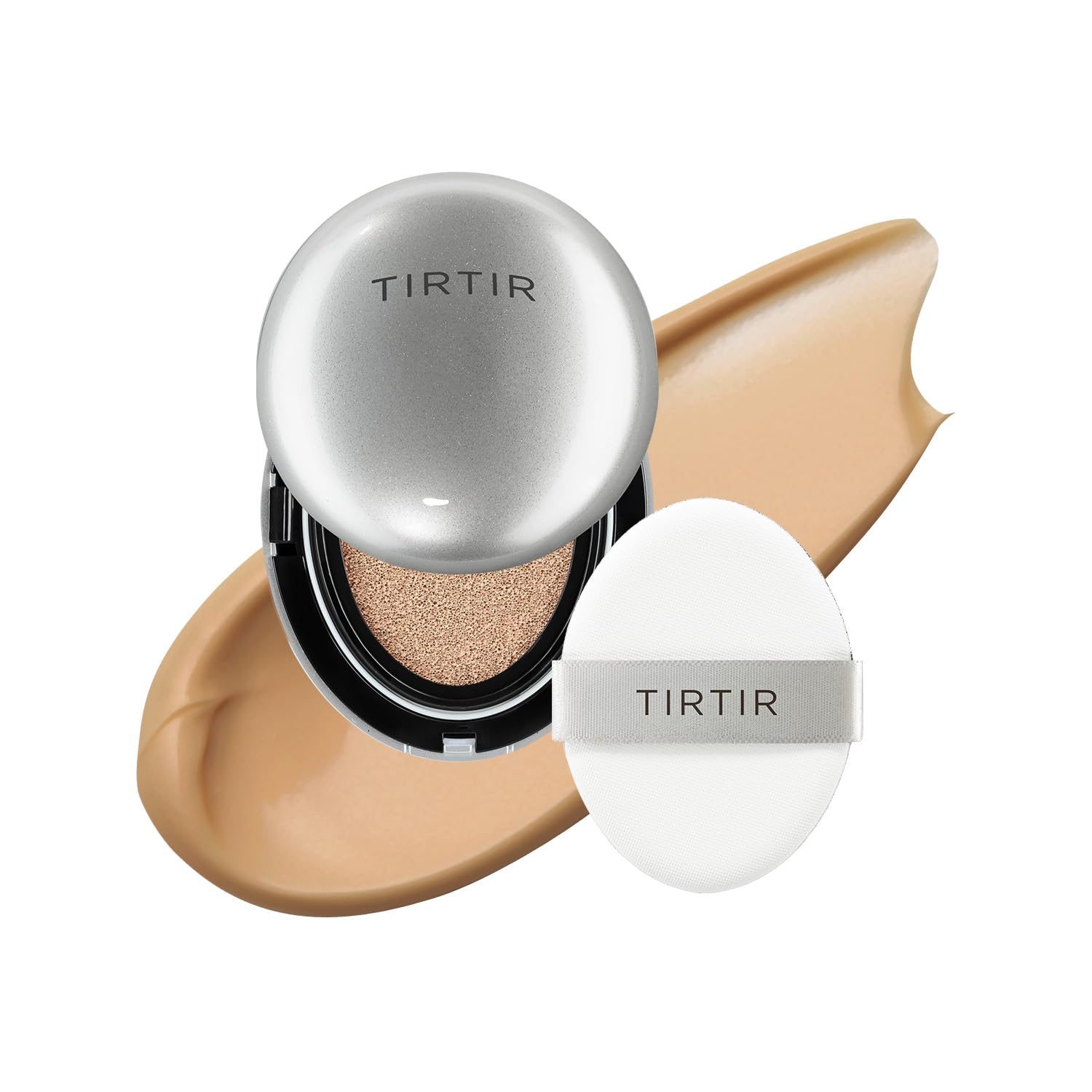 [*Mini Size*] Tirtir Aura Glow Silver Cushion | Korean Cushion Foundation, (#33N Macchiato, 0.15 Fl Oz)