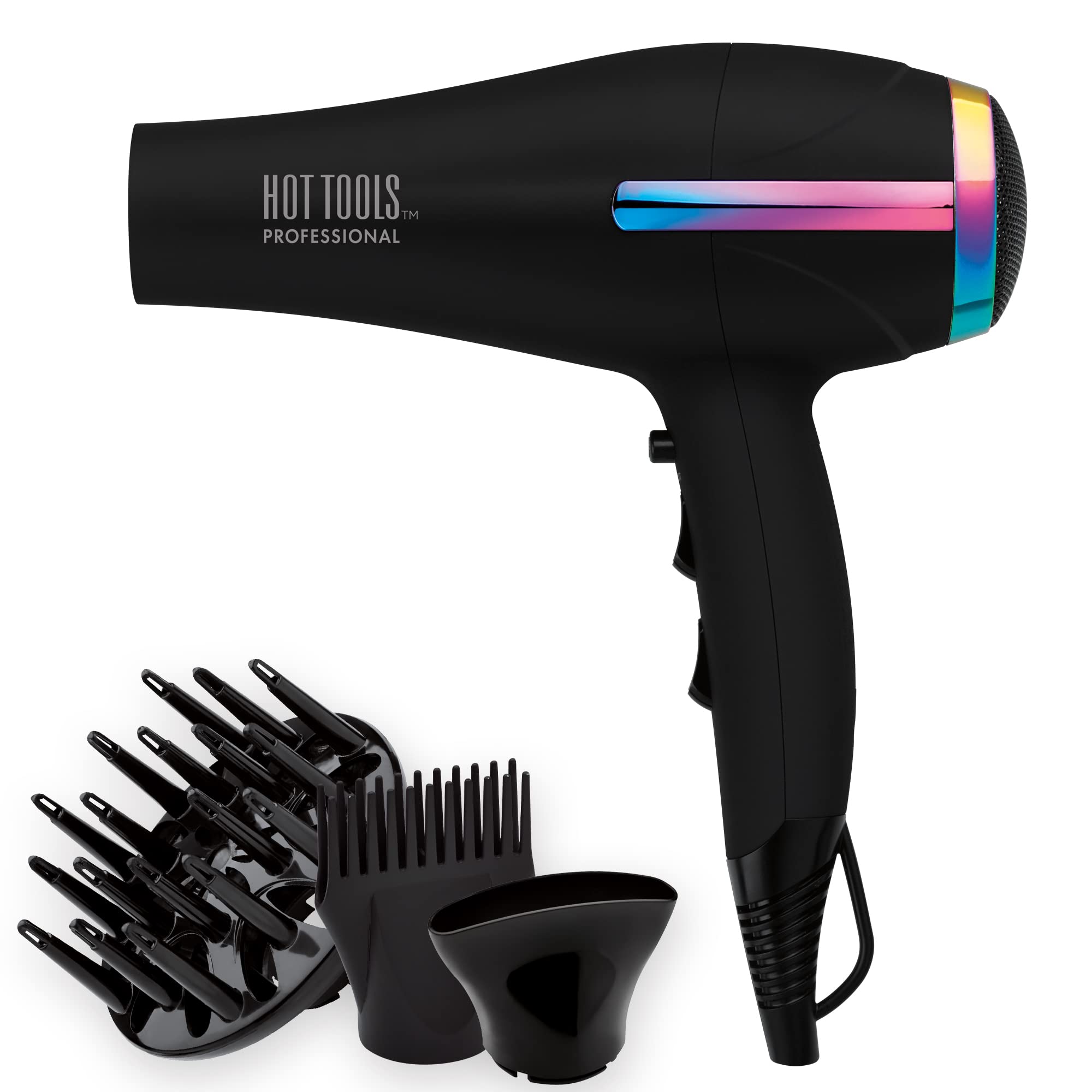 HOT TOOLS Professional Rainbow Turbo Ceramic Hair Dryer | Less Frizz, for Shiny, HealthyLooking Hair | Powerful and Quiet Blowo