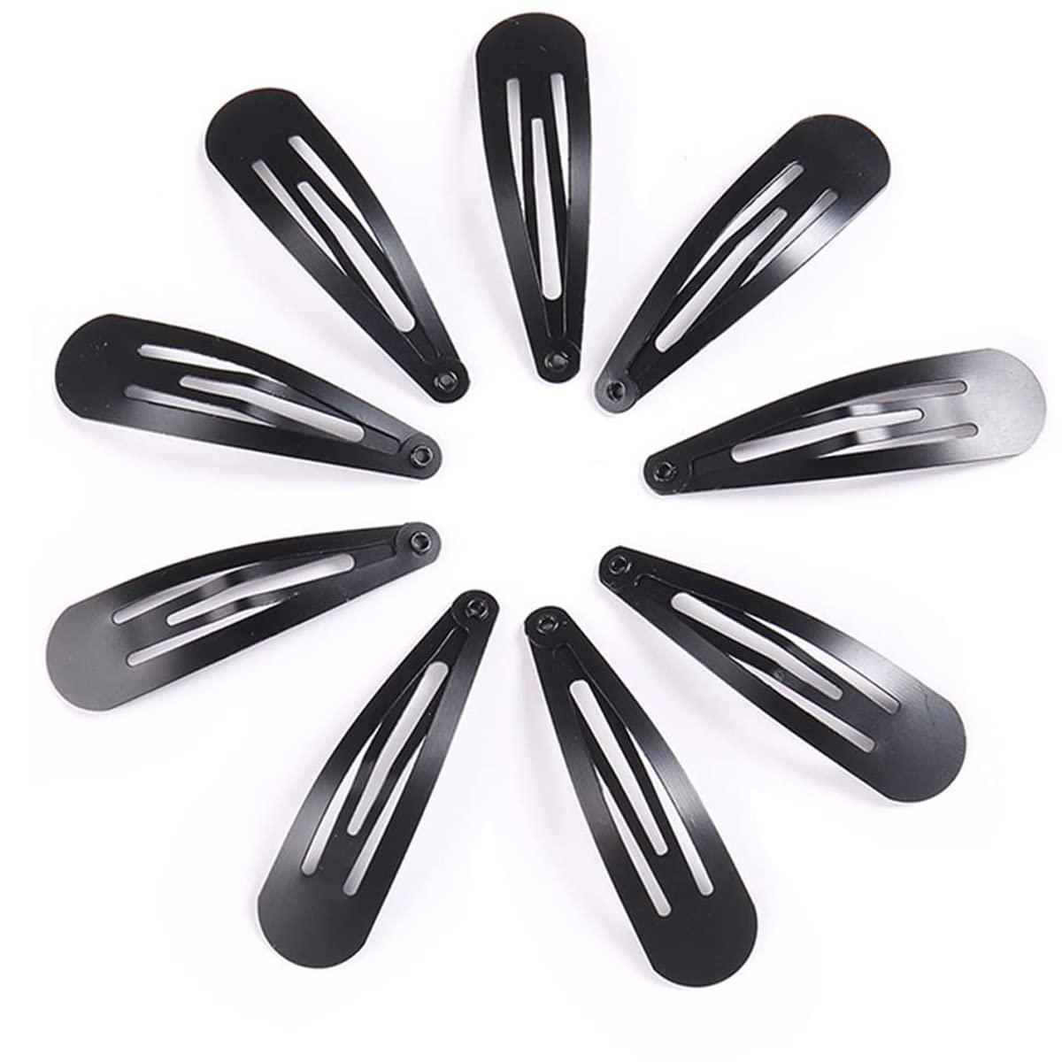 Black Snap Hair Clips, 12 Pcs Hair Barrettes for Women, 2 Inch