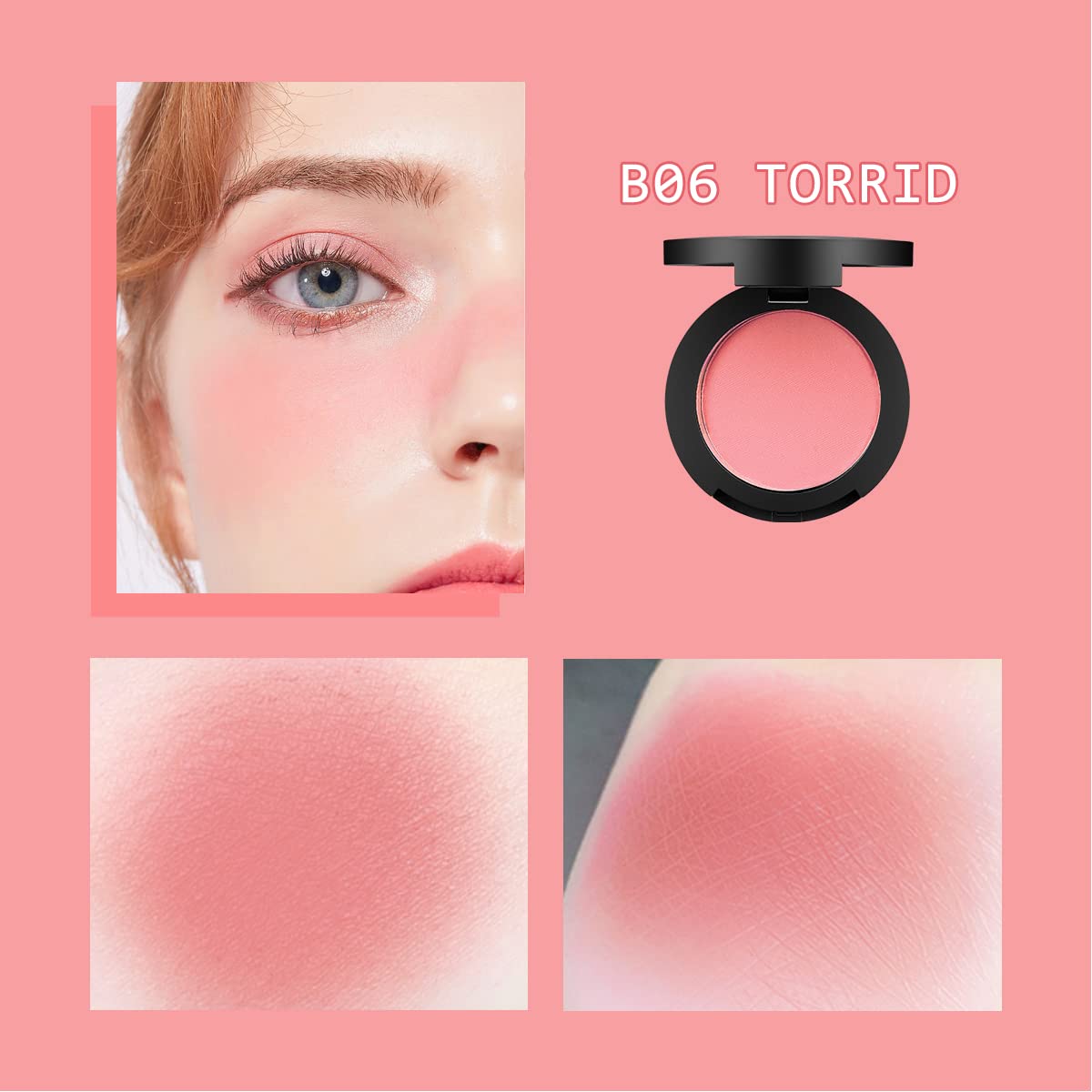 LAMUSELAND 8 Colors Soft Velvet Blush Matt Lasting Blusher (B06 TORRID)