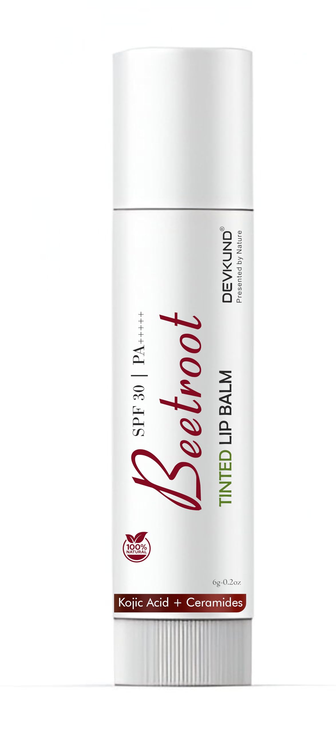 Devkund Presented By Nature Beetroot Lip Balm With Kojic Acid & Ceramide | Tinted Lip Balm Spf 30 Pa+++ | Moisturizing, Brighten