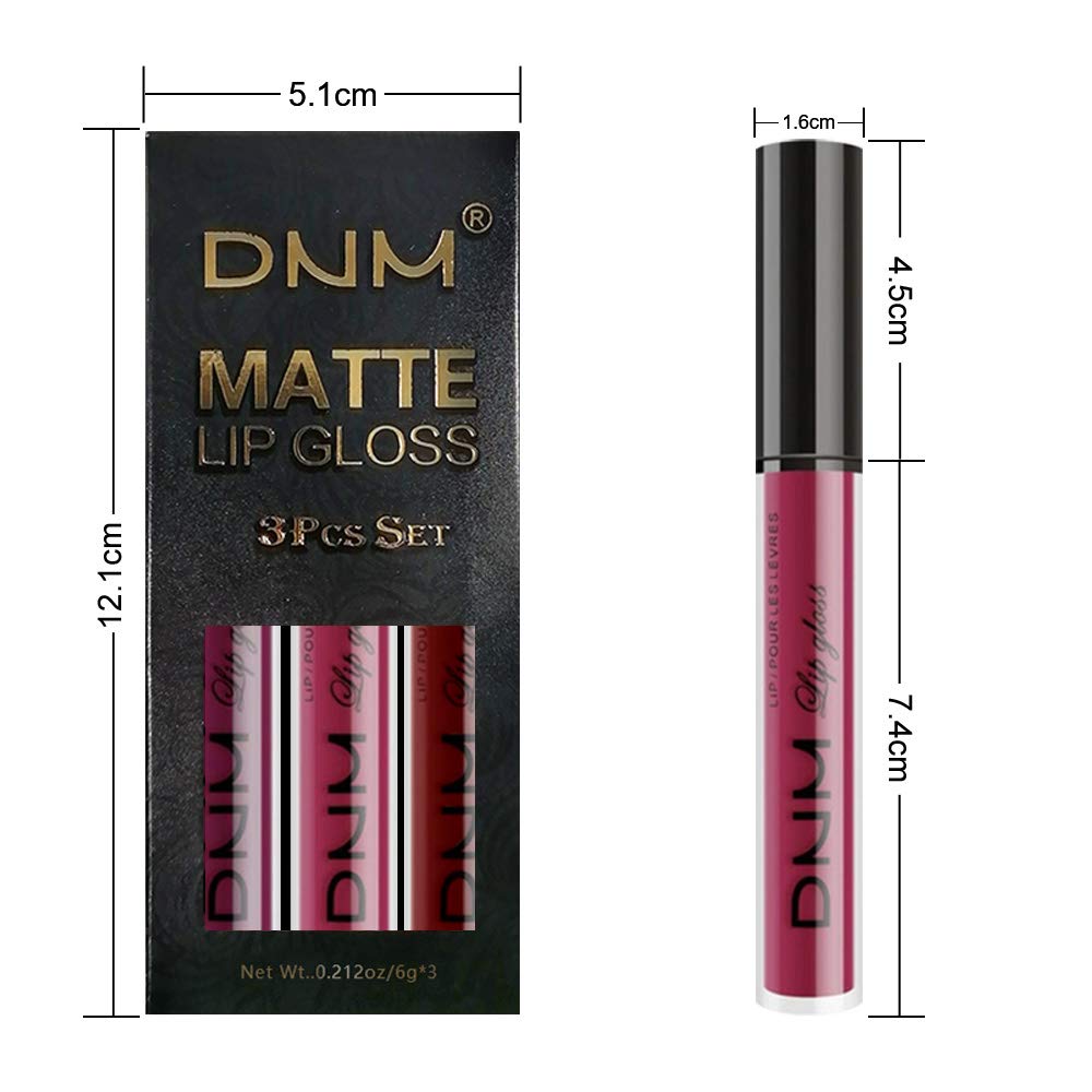 Amy'S Diary 3Pcs Dark Red Purple Matte Liquid Lipstick Sets, Matte Lipstick Lip Stain Long Lasting 24 Waterproof Lip Gloss Gift
