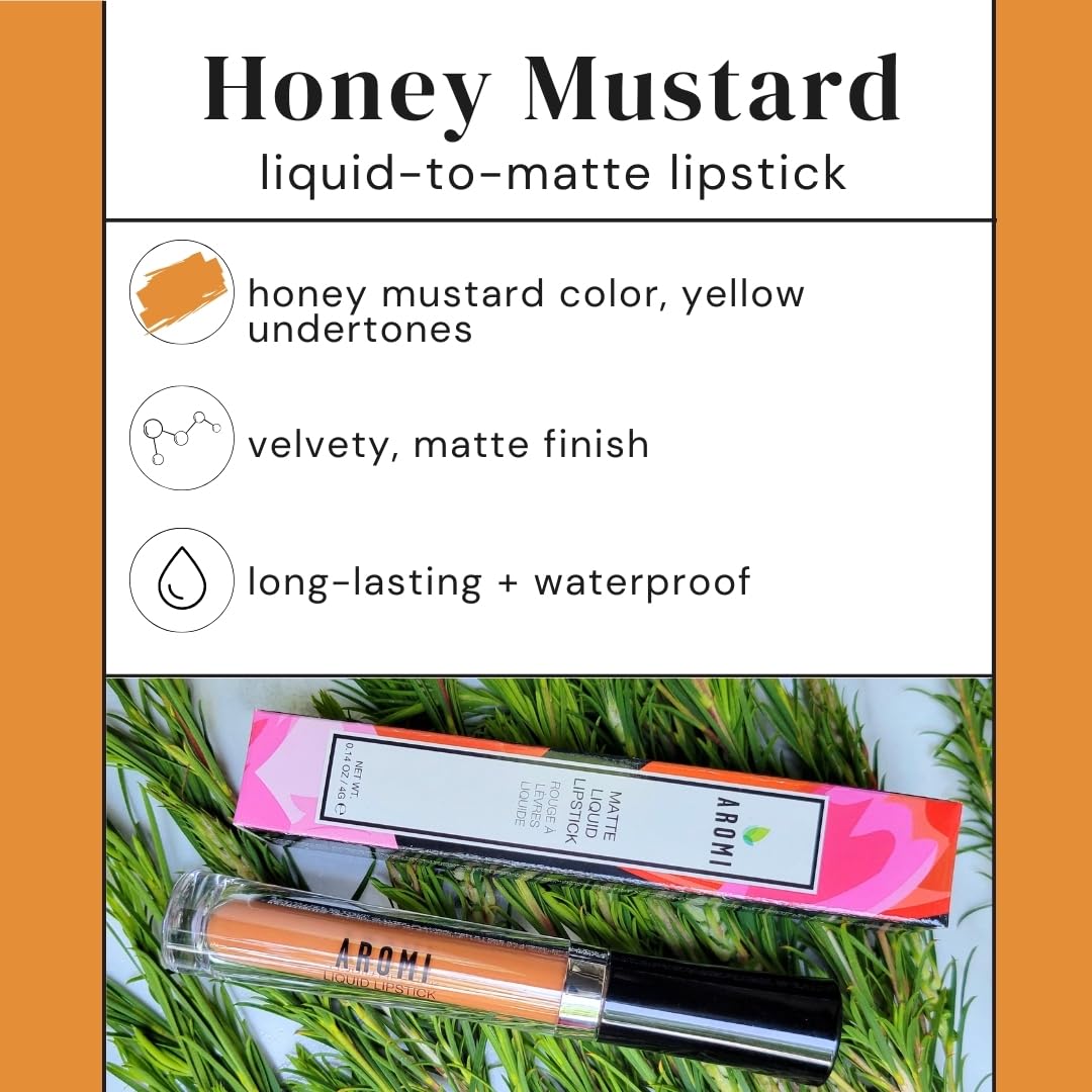 Aromi Matte Liquid Lipstick | Golden Apricot Lip Color, Long-Lasting, Smear + Smudge Proof, Waterproof, Paraben, Phthalate, + Gl