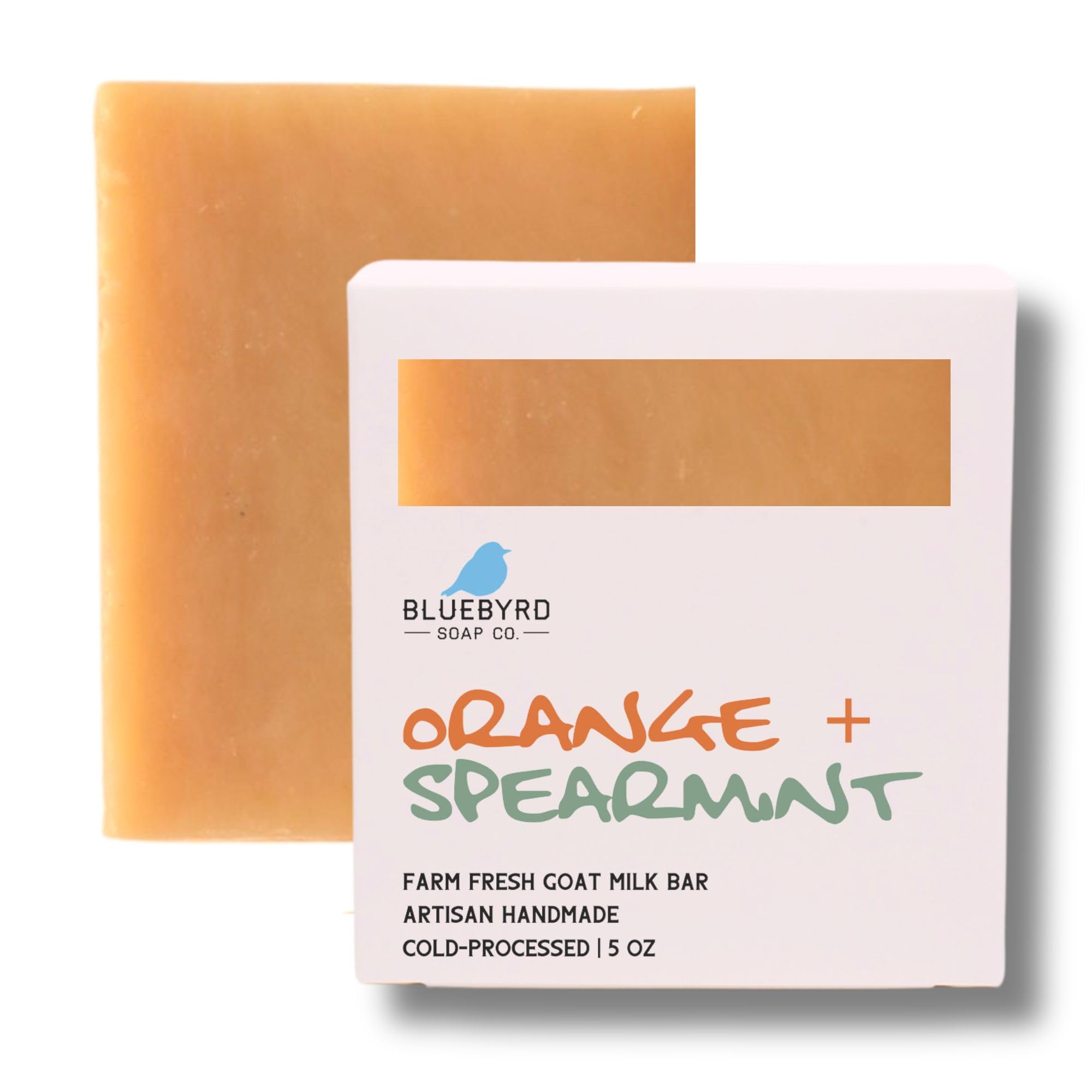 Bluebyrd Soap Sweet Orange + Spearmint Goat Milk Soap Bar | Natural Goats Milk Organic Bar Soaps | Scented With Pure Essential 