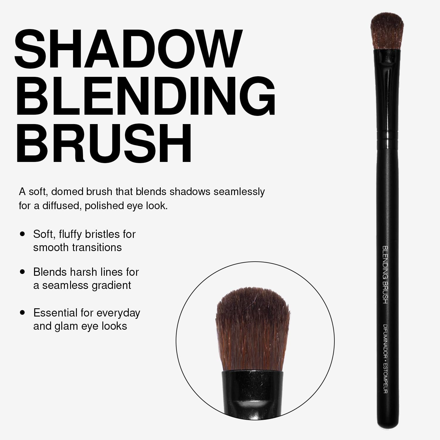 Palladio Shadow Blending Makeup Brush, Wide Brush Head, Flawless Blending, Smooth Finish, Synthetic Natural Bristles, Soft Feel,