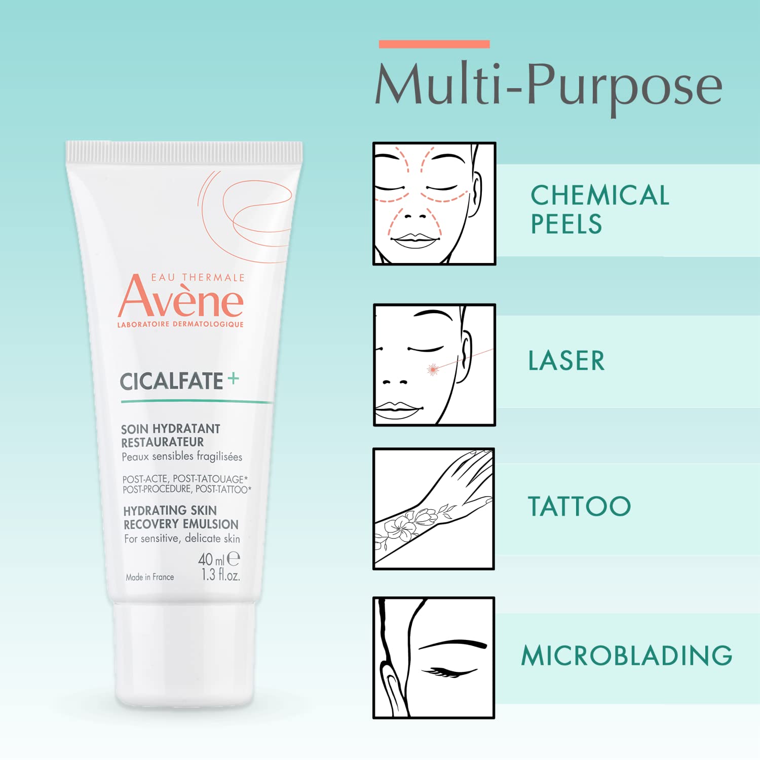 Eau Thermale Avne Cicalfate+ Hydrating Skin Recovery Emulsion - Post-Procedure & Post-Tattoo Restoration - Postbiotic Skincare -