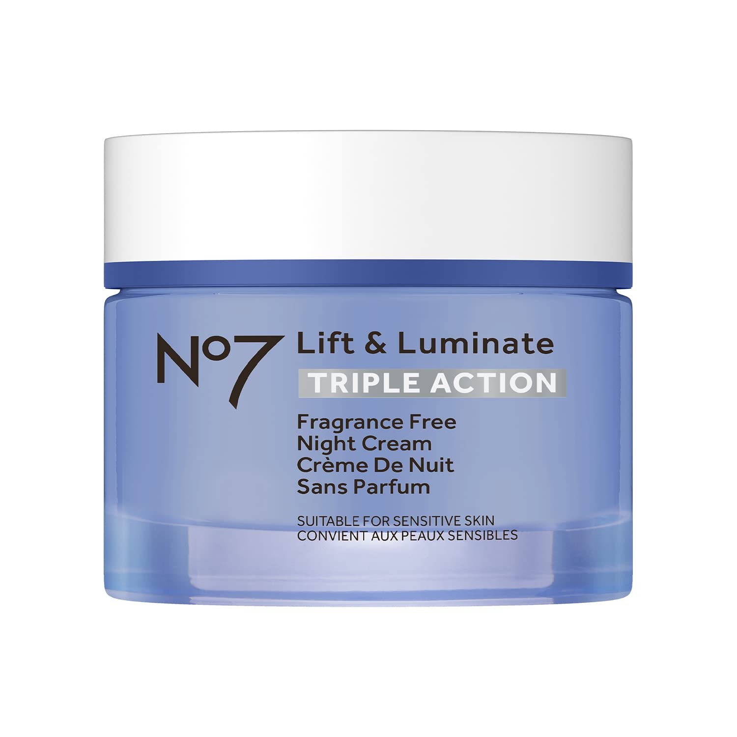 No7 Lift & Luminate Triple Action Fragrance Free Night Cream - Anti Wrinkle, Collagen Peptide Brightening Cream - Skin Firming H