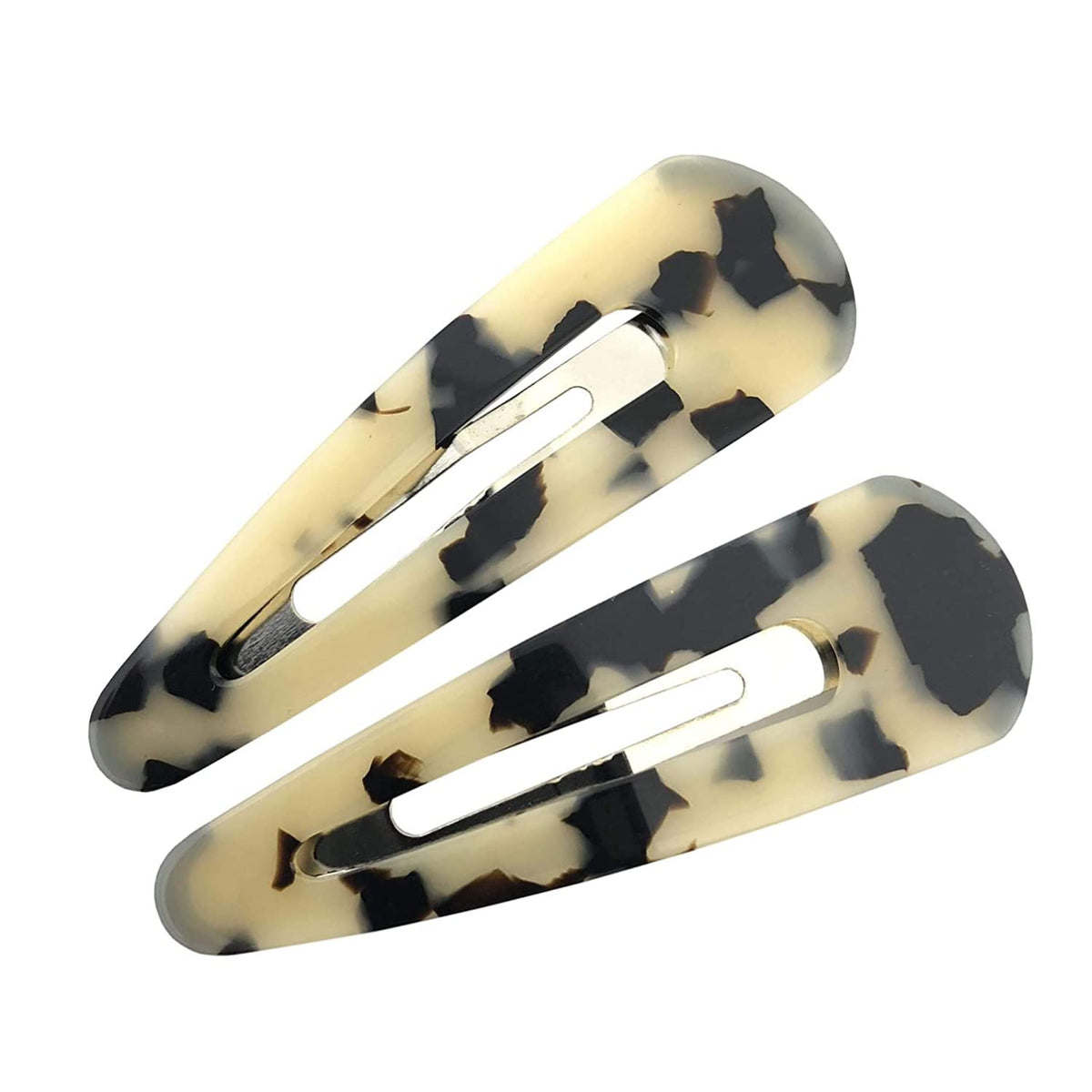 French Amie Clic Clac Large Handmade Celluloid Acetate Set of 2 Snap Hair Clips No Slip Side Slide-in Barrette for Women and Gir