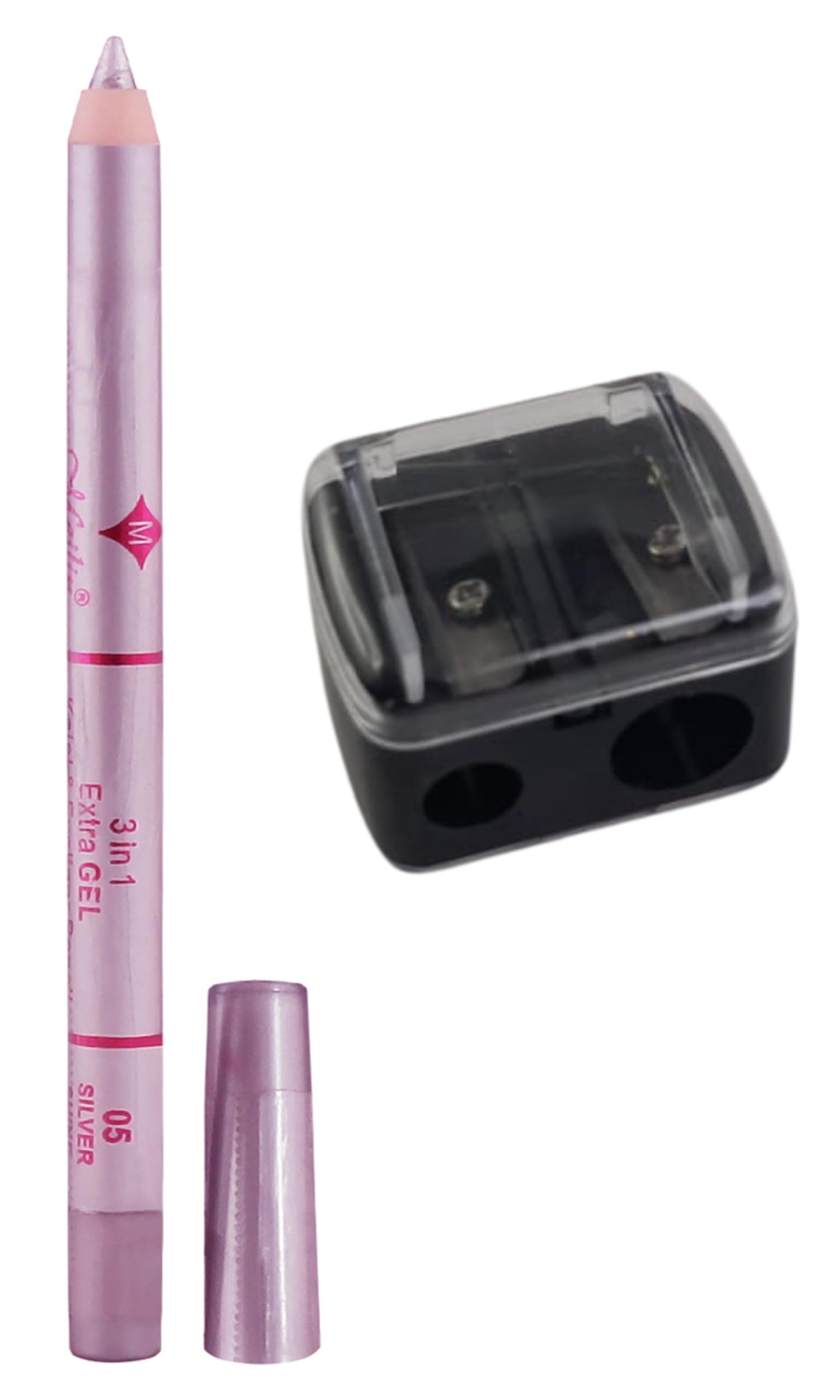[Ear Lobe & Accessories] Combo Pack (3 In 1 Waterproof | Extra Gel Kajal | Eyeliner | Pencil Eyeshadow | Silver Shine | With Dua