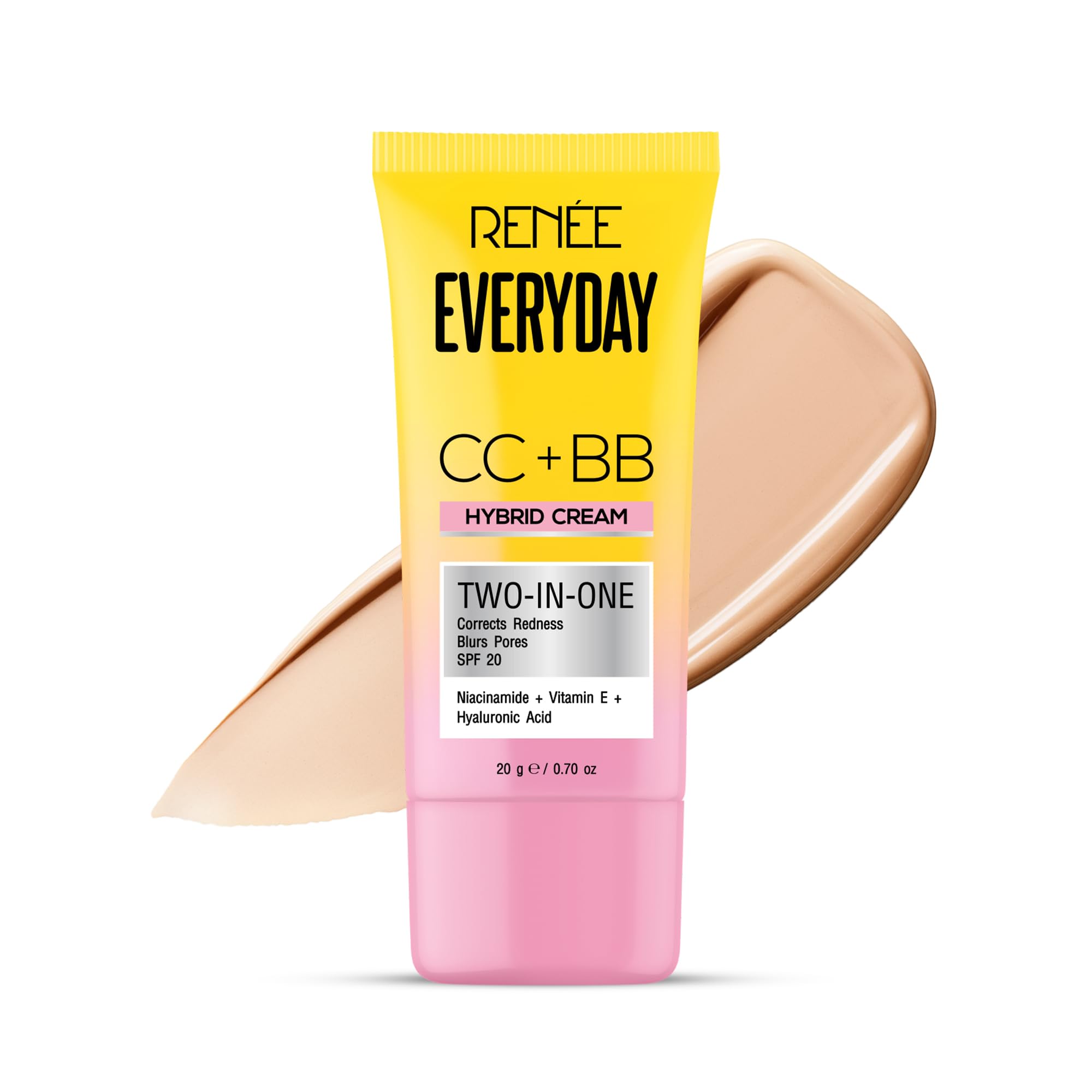 Renee Everyday Cc + Bb Hybrid Cream With Spf 20  Butter Vanilla | Corrects Redness, Blurs Pores, Refines Skin Tone, Hydrates Sk