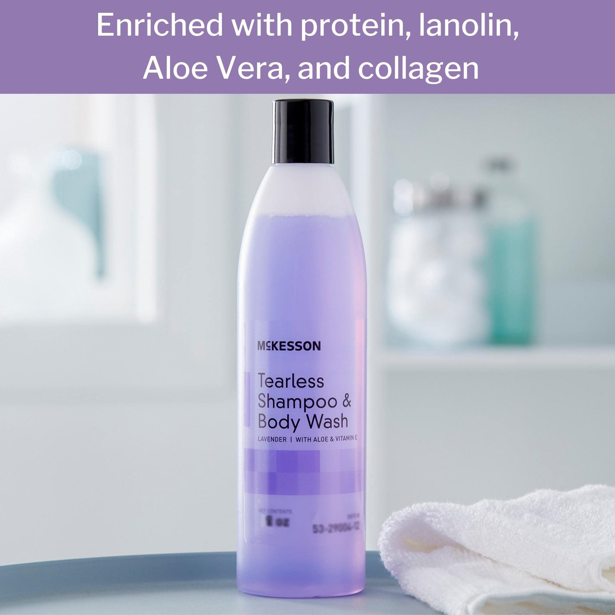 McKesson Tearless Shampoo and Body Wash with Aloe and Vitamin E, Lavender Scent, 8 oz, 1 Count
