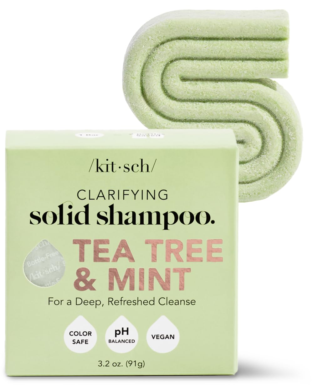 Kitsch Tea Tree & Mint Clarifying Bar Shampoo For Hair Dandruff  Made In Usa  Holiday Gift  Anti-Dandruff Natural Shampoo Bar Fo
