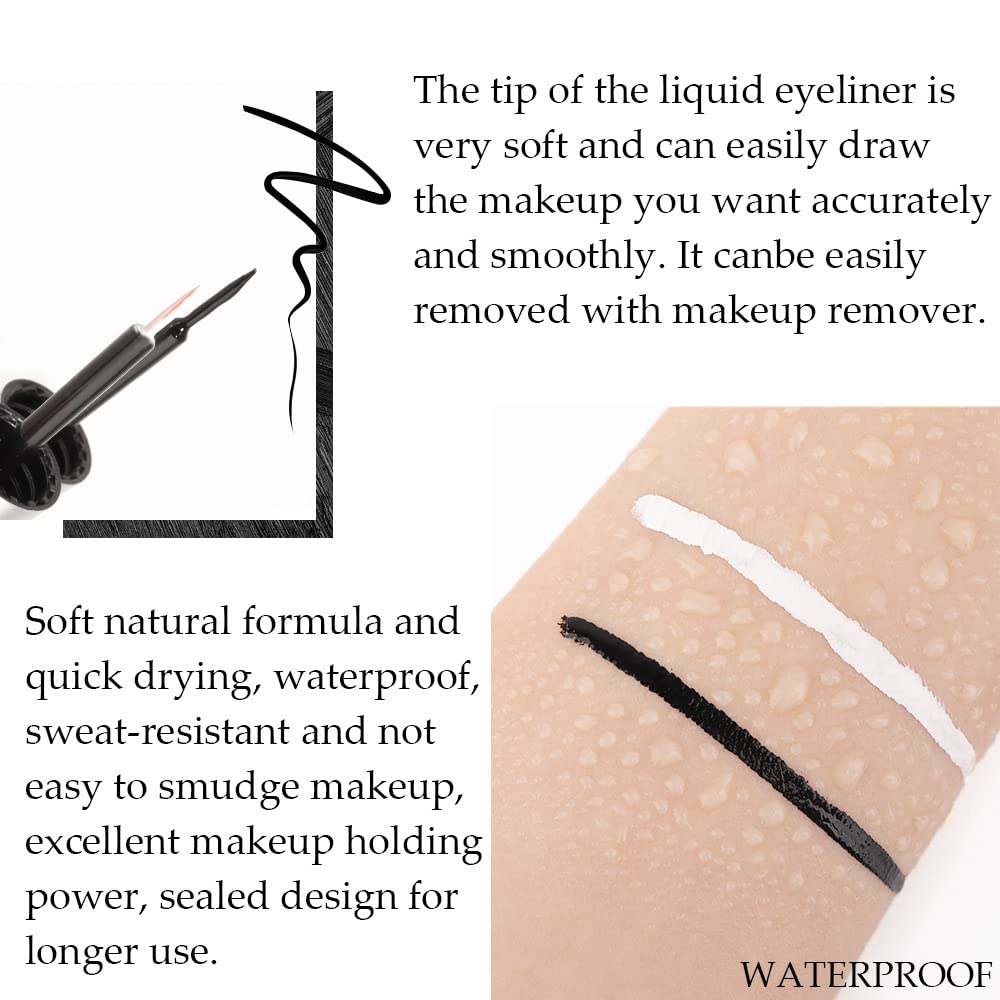 Evpct 2Pcs White Black Liquid Eyeliner Set Waterproof White Eye Liners For Women Eyes Wing Eyeliner Stamps Shapes Colored Eyelin