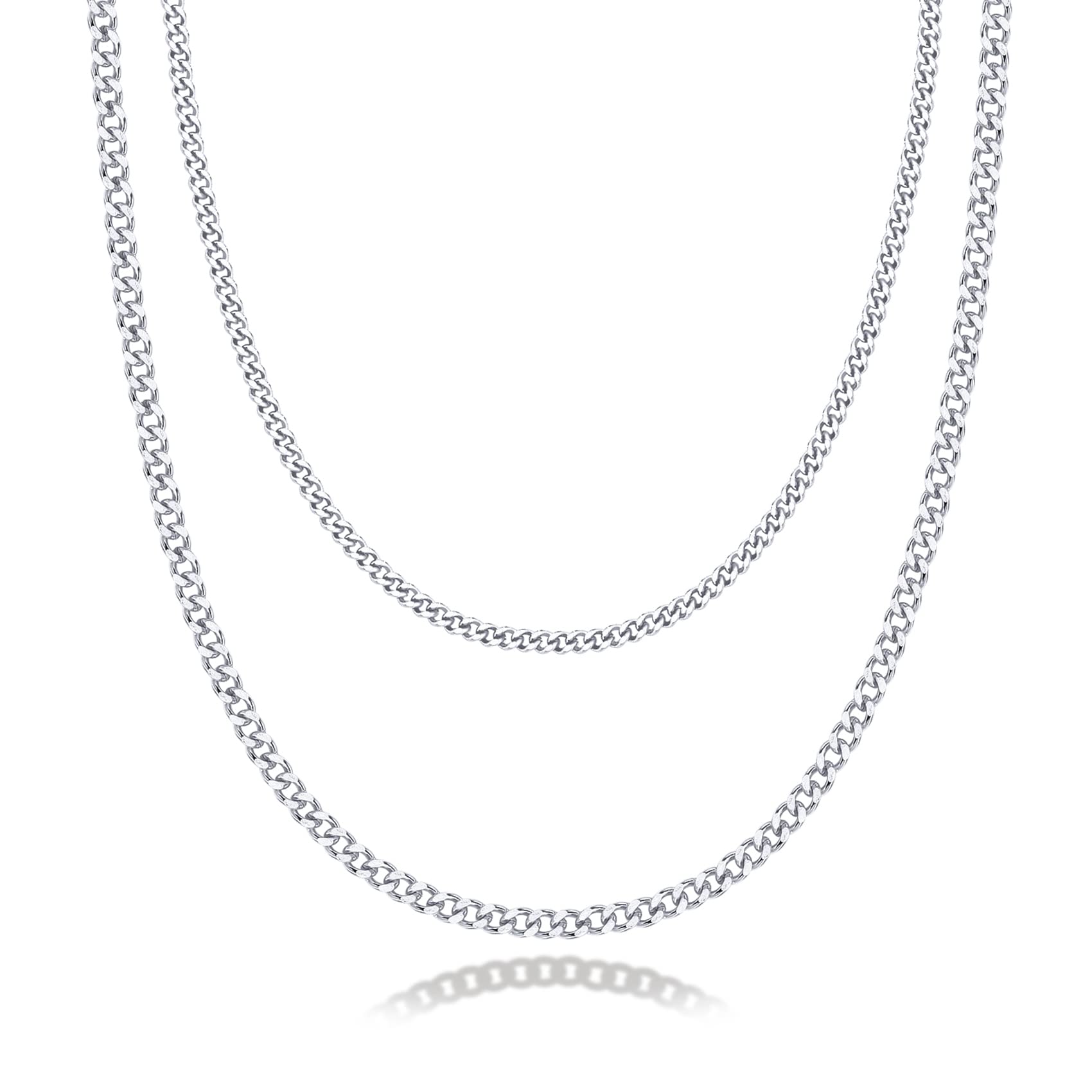 PAVOI 14K Gold Plated Layered Curb Link Chain Adjustable Necklace | Layering Necklaces for Women | Everyday Jewelry (White Plate