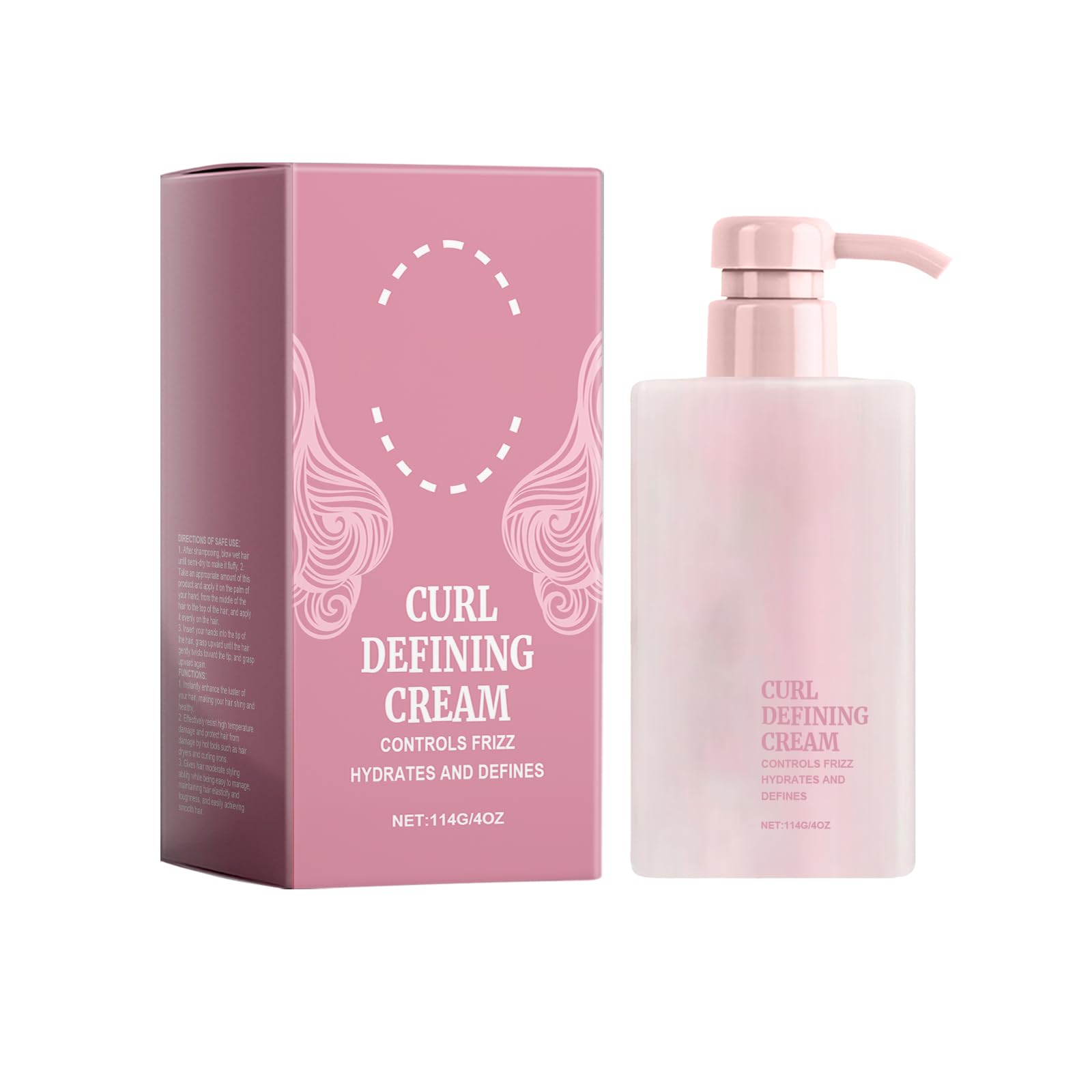 Curl Defining Cream, Longlasting Hairstyle Curl Cream for Curly & Wavy Hair, Anti Frizz, Moisturizing, Smoothing, 4 Oz
