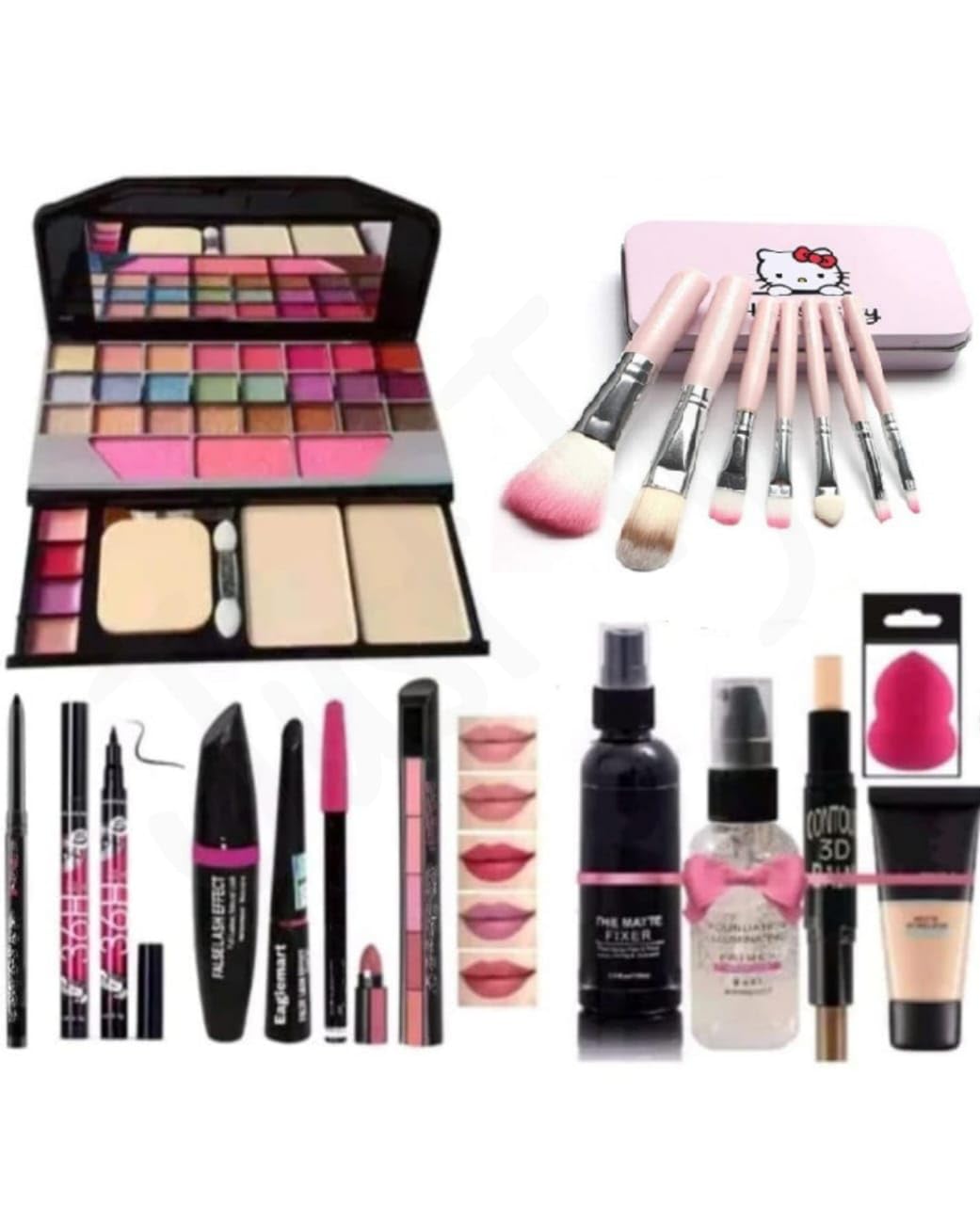 Just Tya Professional Makeup Kit Combo Of Long Lasting Multicolor Premuim 6155 Makeup Kit With 7 Pink Makeup Brush,1 Lipstick, F