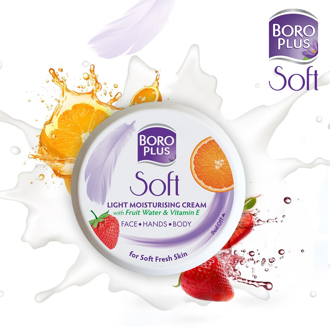 BOROPLUS Light Moisturizing Cream with Vitamin E | Lightweight Moisturizer for Face, Hands & Body | Soothes, Nourishes & Softens