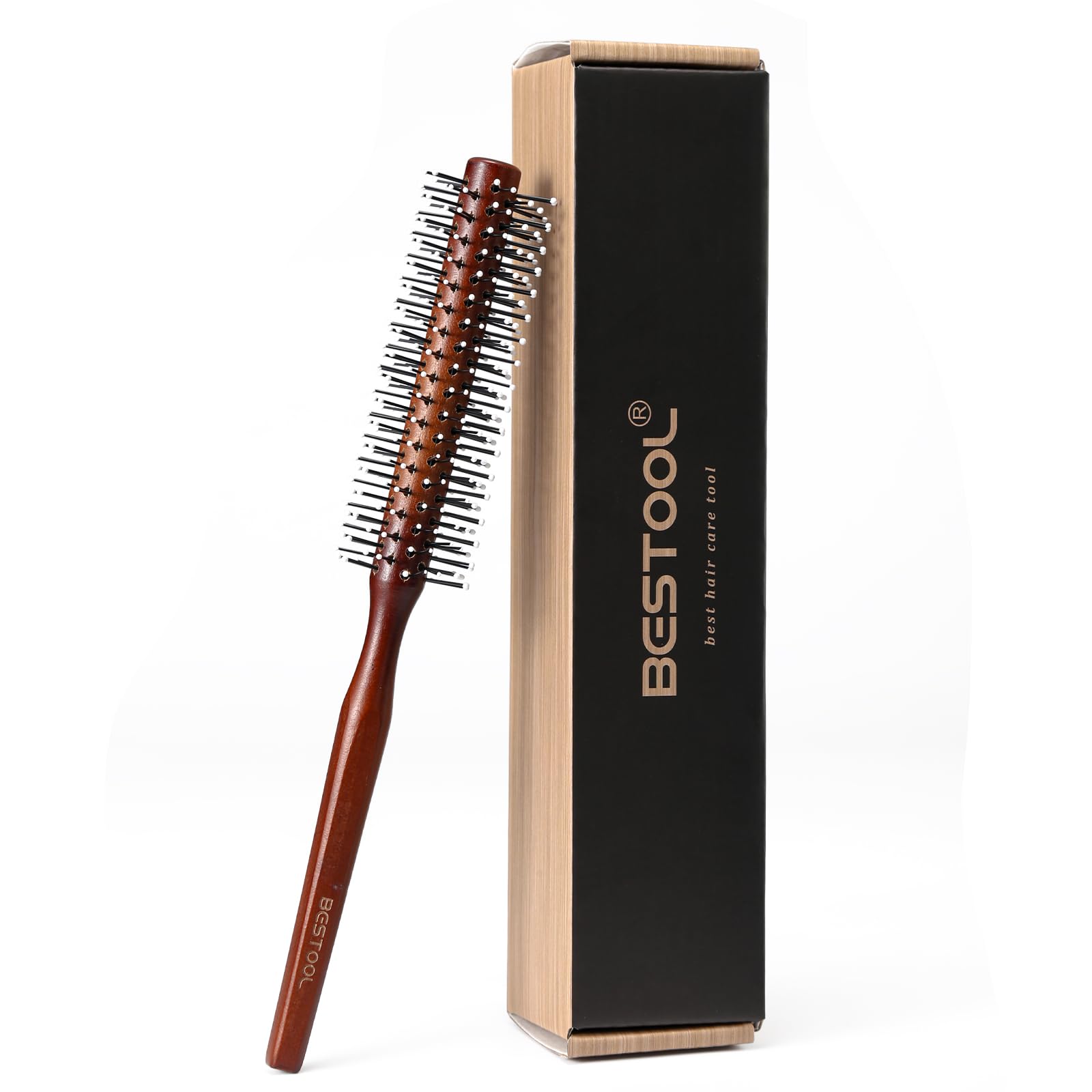 BESTOOL Small Brush for Short and Medium Hair, Blow Drying, Men's Beard Styling, Professional Smoothing and Curling Brush (Reddi