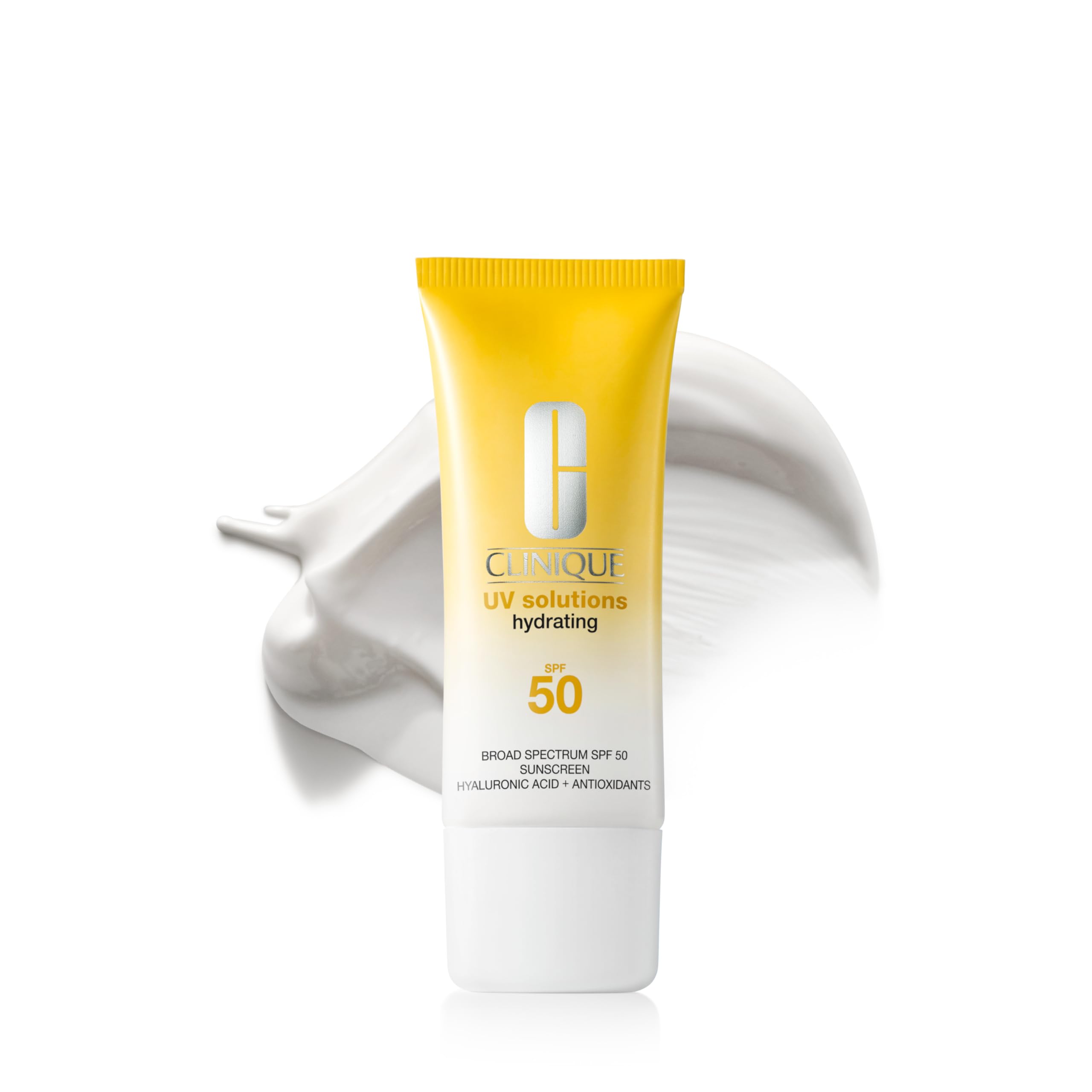 Clinique UV Solutions Hydrating Sunscreen Broad Spectrum SPF 50 With Hyaluronic Acid + Antioxidants | No White Cast | Safe For S
