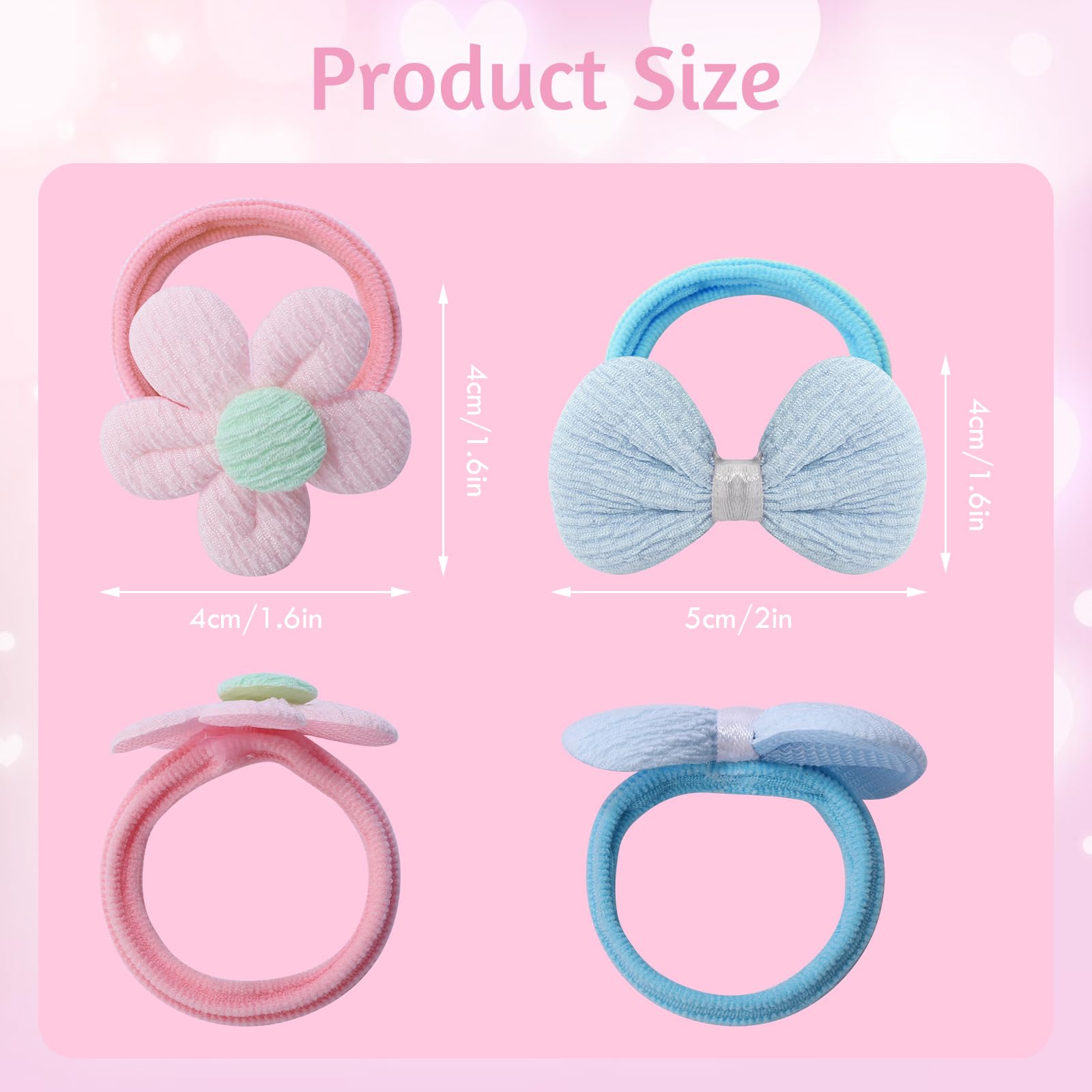 Obeoby 24 Pcs Toddler Hair Ties, Little Girls Hair Accessories Baby Hair Bows Cute Flower Hair Ties For Thick Hair, Candy Colors