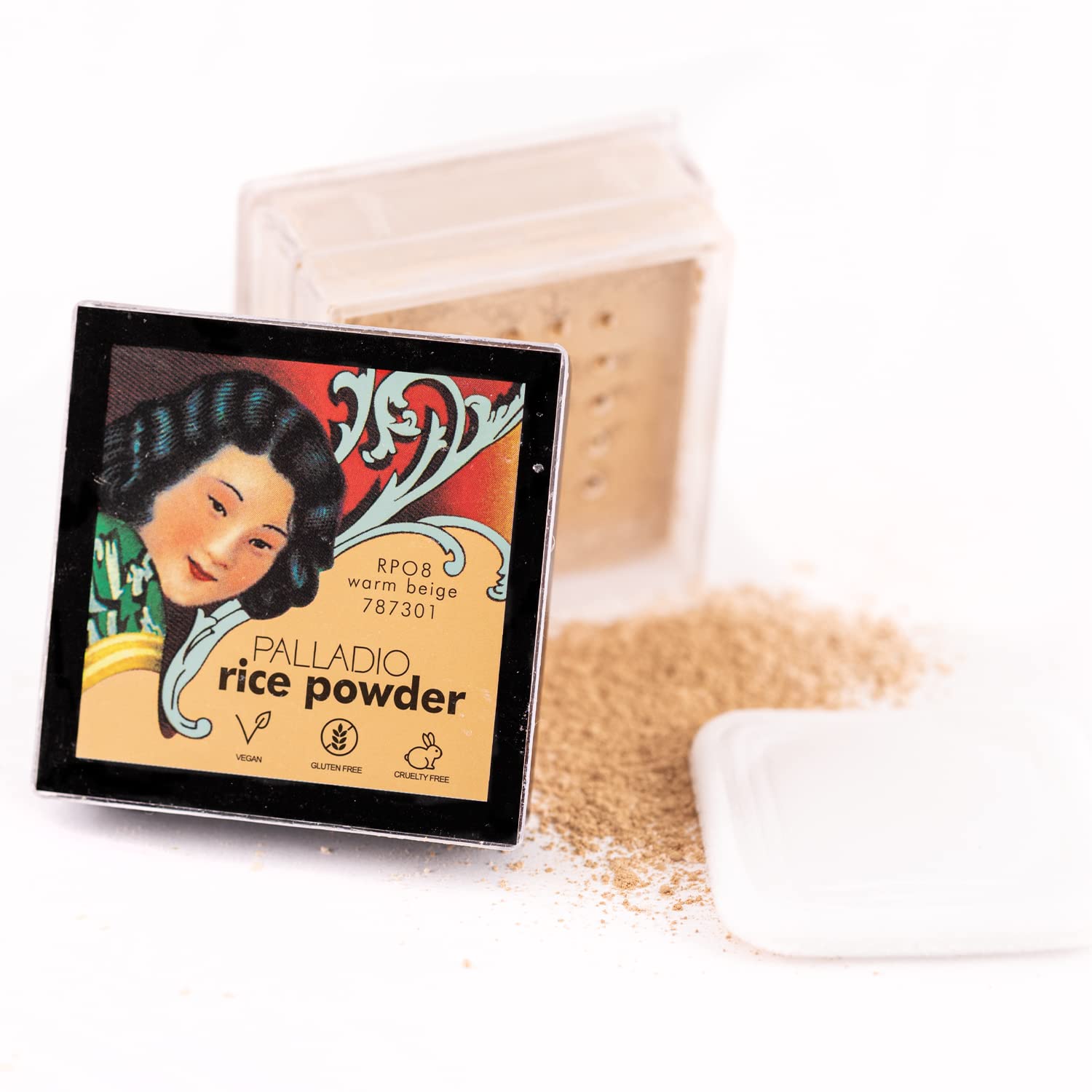 Palladio Rice Powder, Warm Beige, Loose Setting Powder, Absorbs Oil, Leaves Face Looking And Feeling Smooth, Helps Makeup Last L