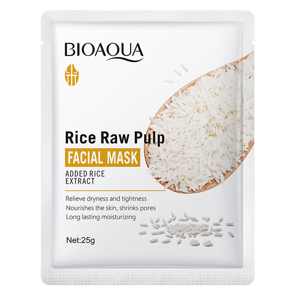 BIOAQUA Rice Raw Pulp Facial Mask Shrink Pores Moisturizing 4x25g