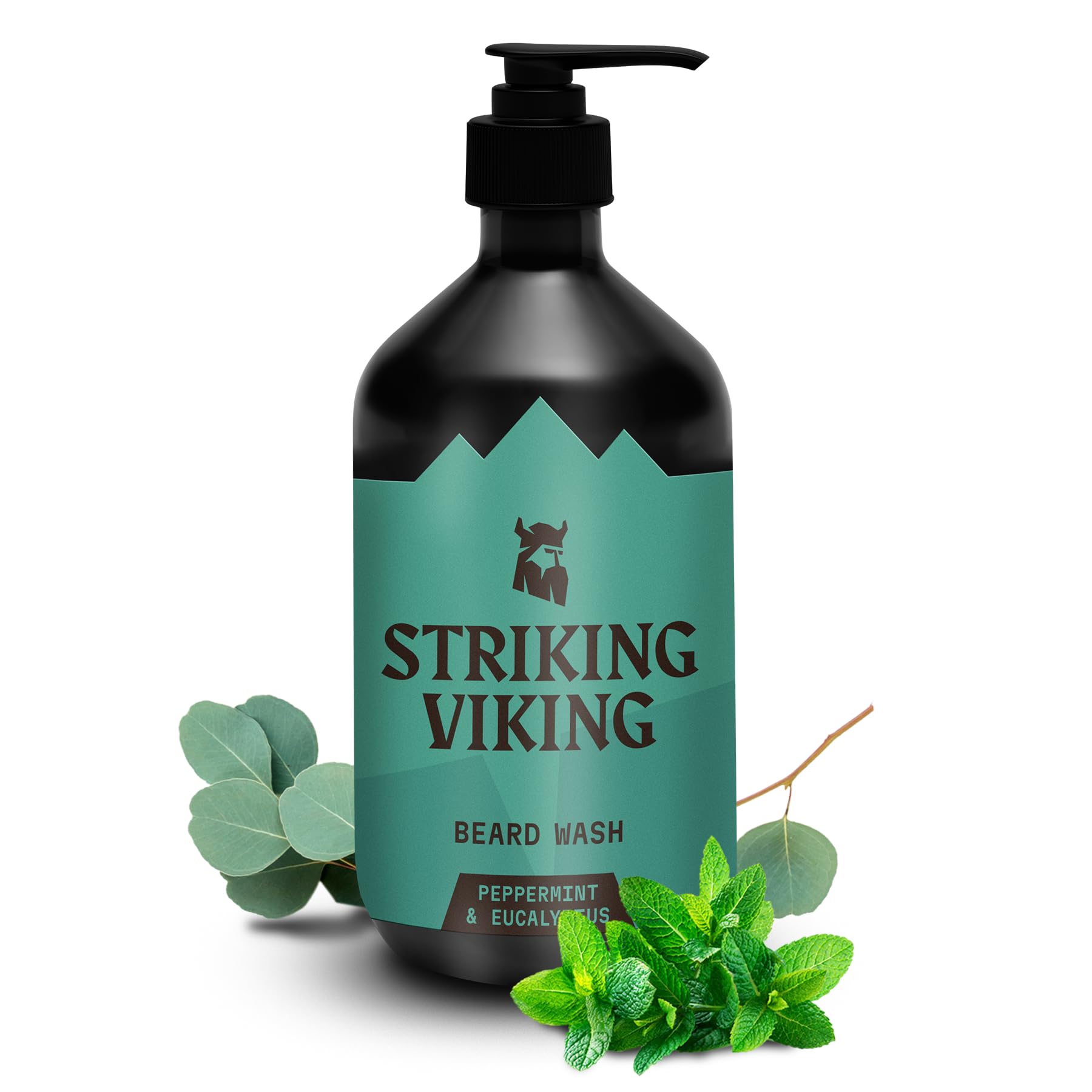 Striking Viking Beard Wash (17 Oz) Natural Peppermint & Eucalyptus Scent - Beard Shampoo For Men Paraben & Sulfate Free - Deep C