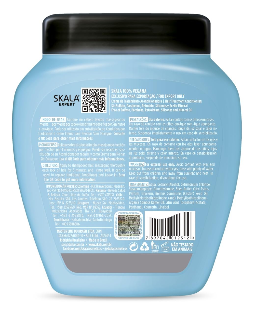 SKALA Hair Type 3ABC - Eliminate Anti Frizz, For Curly Hair -2 in 1 Conditioning Treatment Cream and Cream To Comb -100% VEGAN -