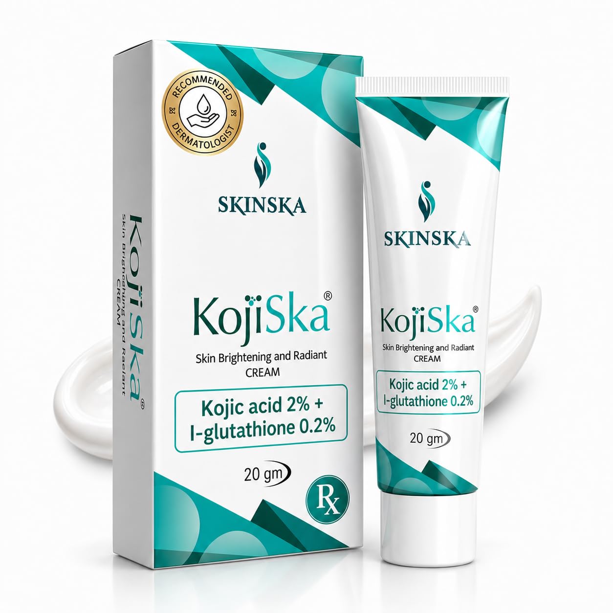 Skinska Naturals Kojiska Skin Brightening And Radiant Cream 20G With 2% Kojic Acid, Arbutin & Glutathione  Reduce Pigmentation,