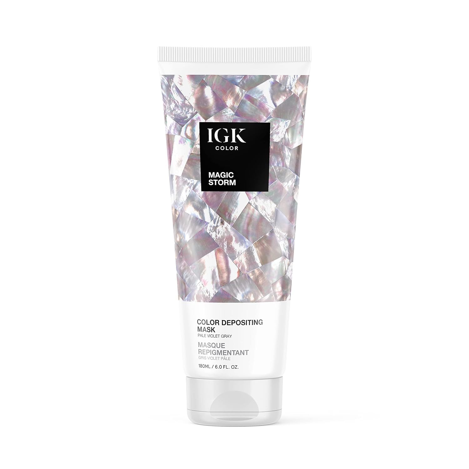 IGK Color Depositing Mask MAGIC STORM - Pale Violet Gray | Conditioning + Hydrate + Shine | Vegan + Cruelty Free | 6 Oz