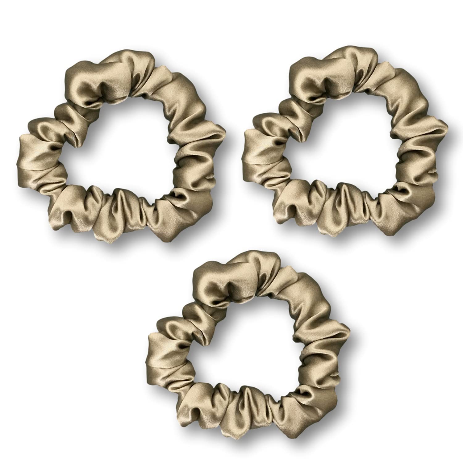 Celestial Silk Mulberry Silk Scrunchies for Hair (Small, Dark Taupe)