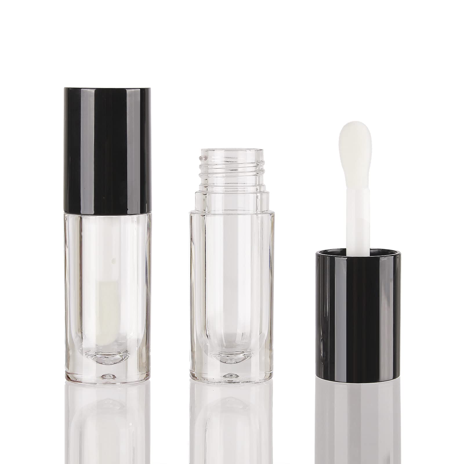 COSIDEA 14pcs Empty 6ml big doe foot wand lip gloss tubes for DIY lip gloss, black round lipgloss containers tubes with thick wa