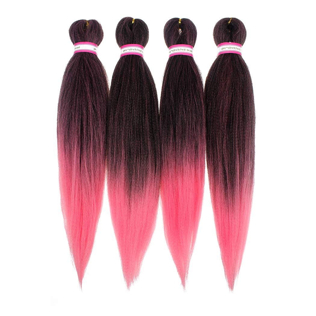 Dorsanee Ombre Pink Braiding Hair Pre Stretched 20 Inch 8 Packs Braiding Hair Extensions For Crochet Box Braids Twists Locs Hair