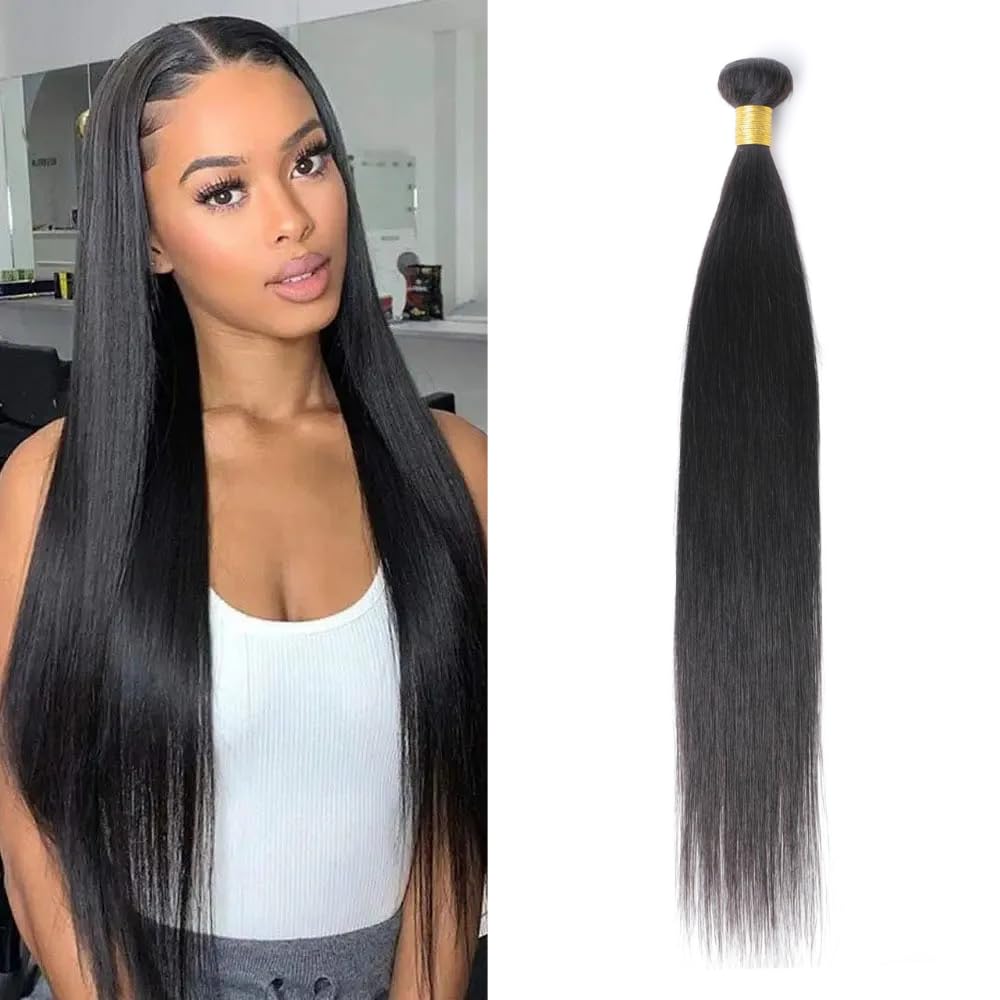 huarisi Remy Human Hair Bundles 26 Inch Long Straight 10A Virgin Hair Straight Human Hair Bundles 100% Unprocessed Remy Hair Bun