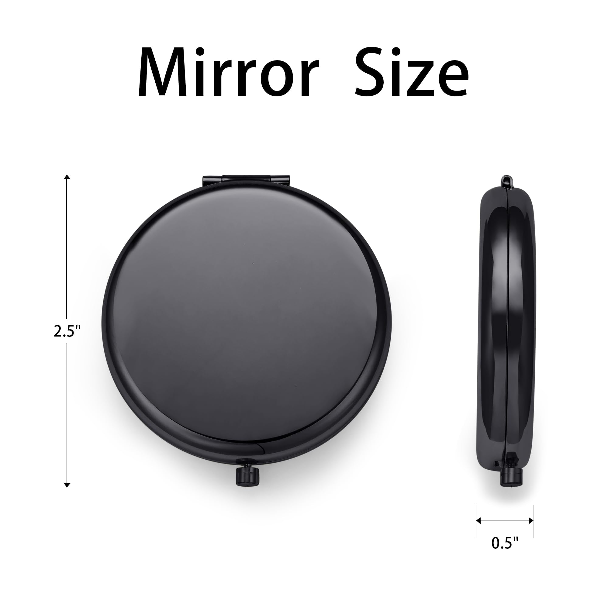 Compact Mirror For Purse, Metal Round Shell, Double-Sided 1X/2X Magnifying, Portable Travel Makeup Mirror, Mini Pocket Mirror, B