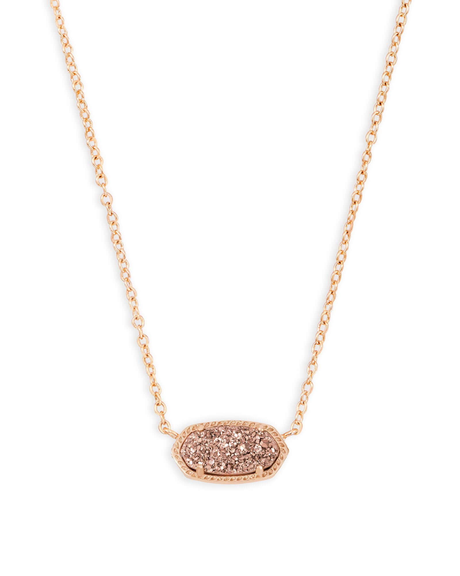 Kendra Scott Elisa Pendant Necklace for Women, Fashion Jewelry, 14k Rose Gold-Plated, Rose Gold Drusy